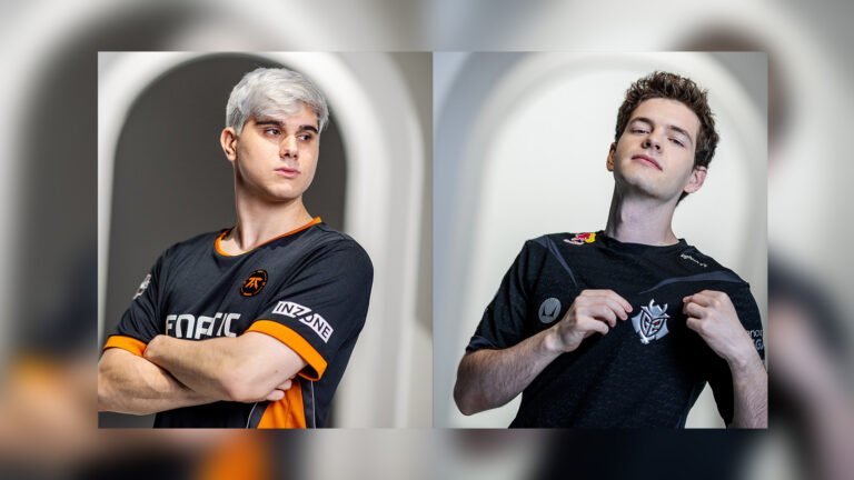 Imagen promocional del enfrentamiento entre FNC y G2 con las fotos de Razork y Mikyx