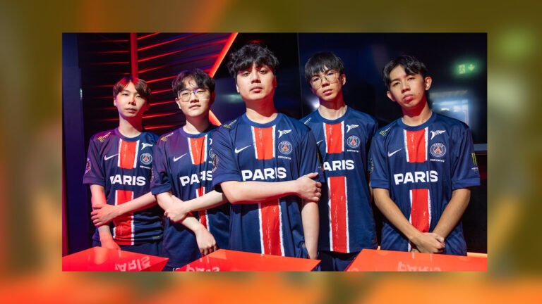 Imagen de PSG Talon, con todos los jugadores al frente para promocionar el quinto día de enfrentamientos durante los Mundiales