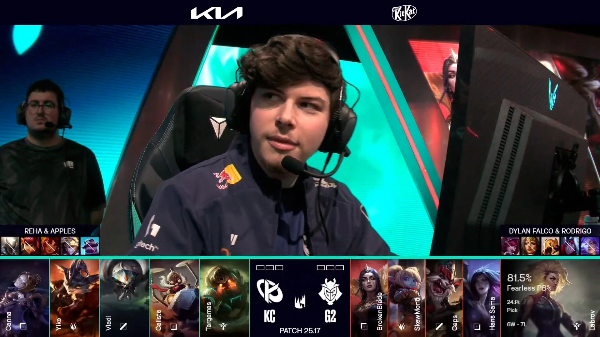 Draft del primer mapa de la jornada 3 de los playoffs de verano de la LEC entre KC y G2