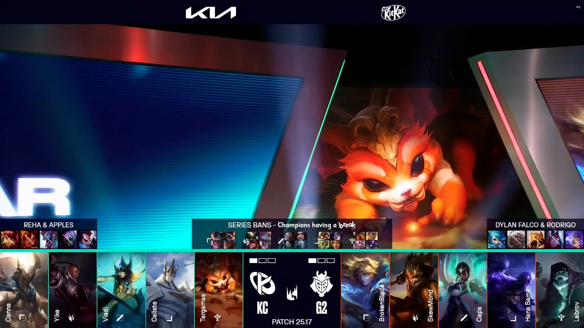 Draft del tercer mapa de la jornada 3 de los playoffs de verano de la LEC entre KC y G2