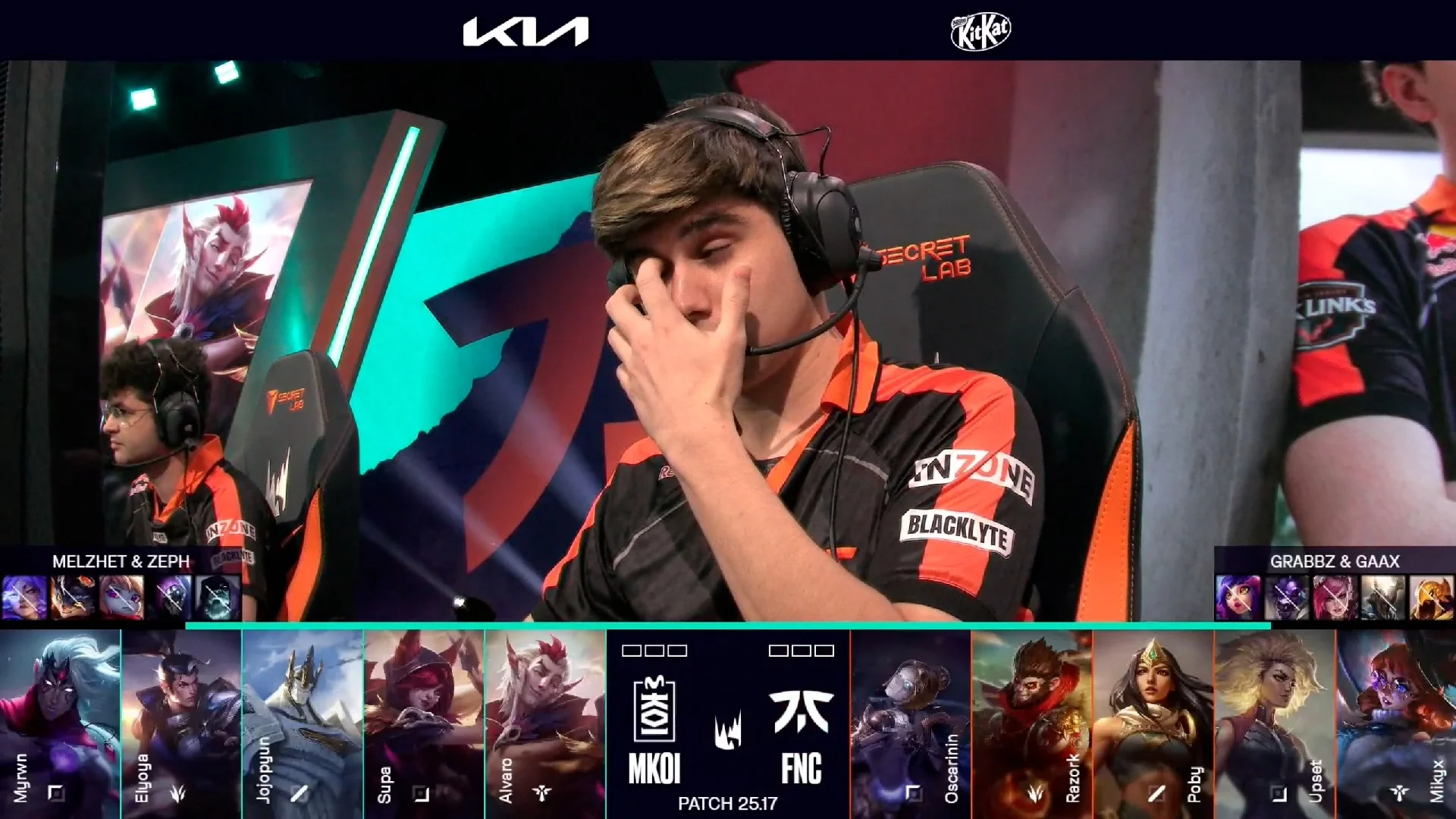 Draft del primer mapa de la jornada 4 de los playoffs de verano de la LEC entre MKOI y KC