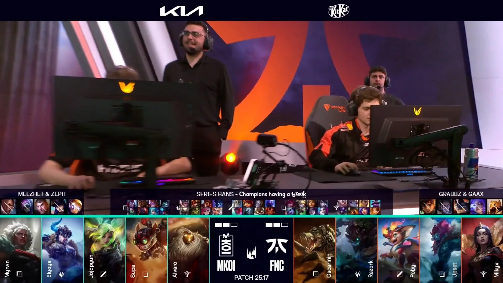 Draft del quinto mapa de la jornada 4 de los playoffs de verano de la LEC entre MKOI y KC