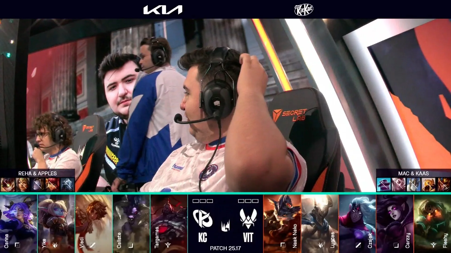 Draft del primer mapa de la jornada 5 de los playoffs de verano de la LEC entre KC y VIT