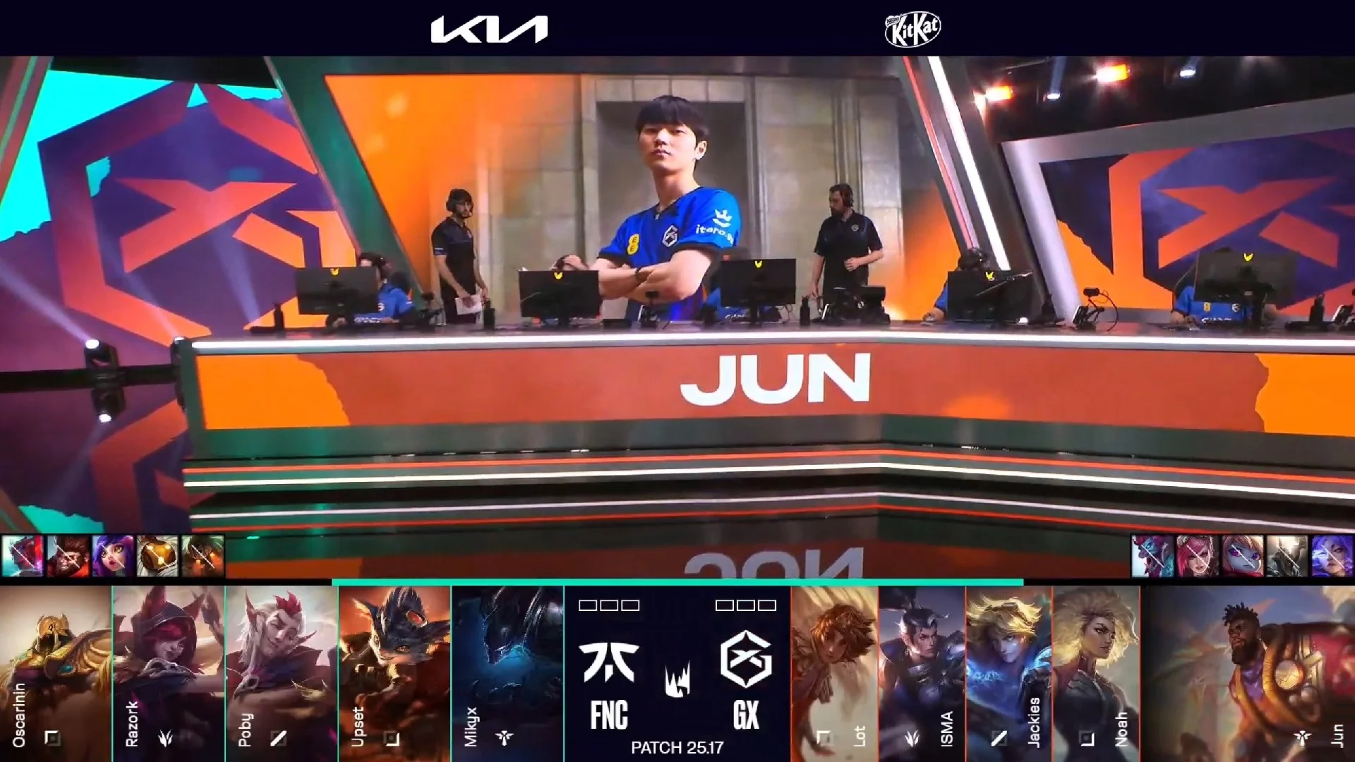 Draft del primer mapa de la jornada 7 de los playoffs de verano de la LEC entre FNC y GX