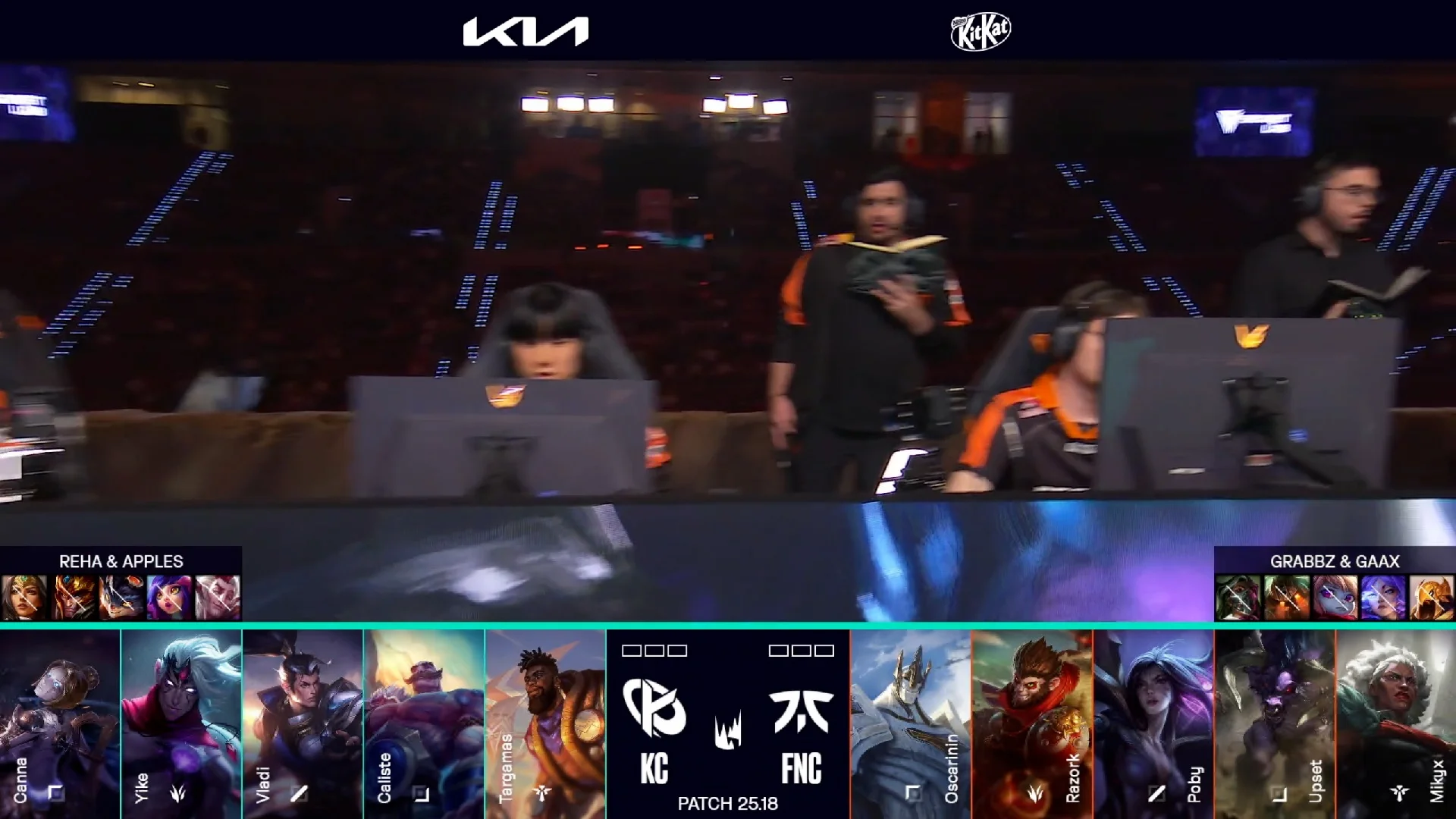 Draft del primer mapa de la jornada 8 de los playoffs de verano de la LEC entre KC y FNC