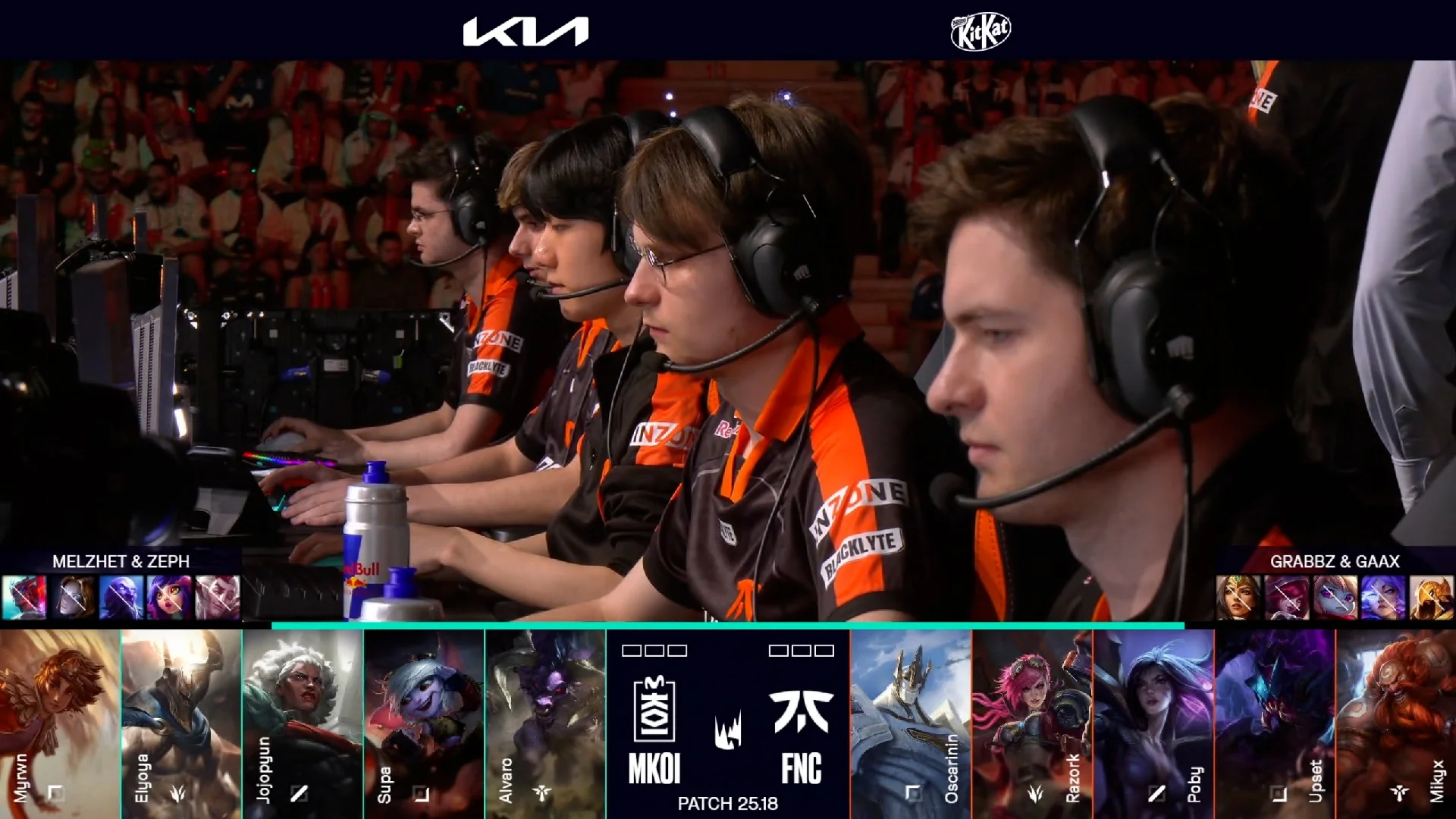 Draft del primer mapa de la jornada 9 de los playoffs de verano de la LEC entre MKOI y FNC