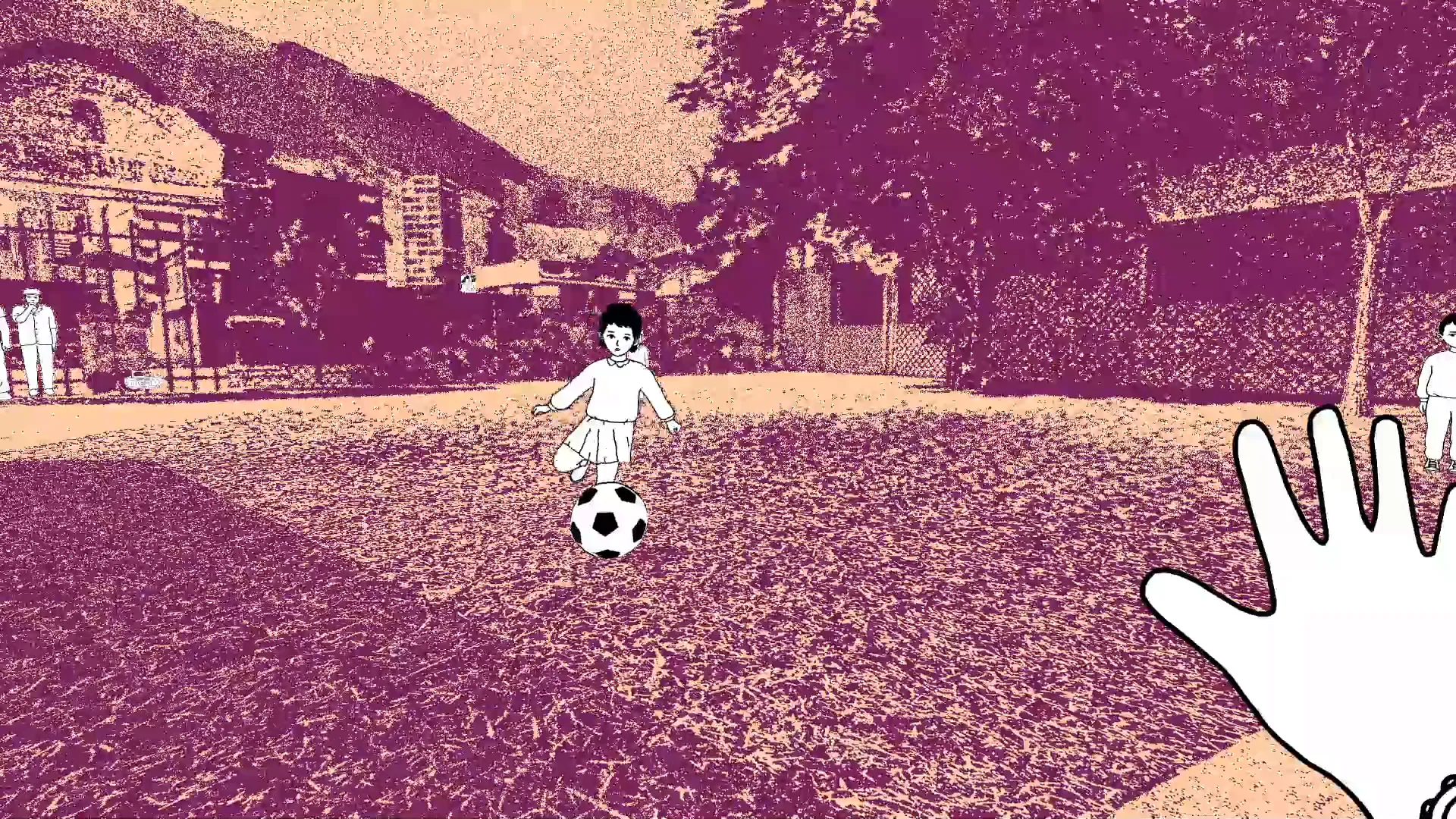 Julián jugando con sus amigos a fútbol