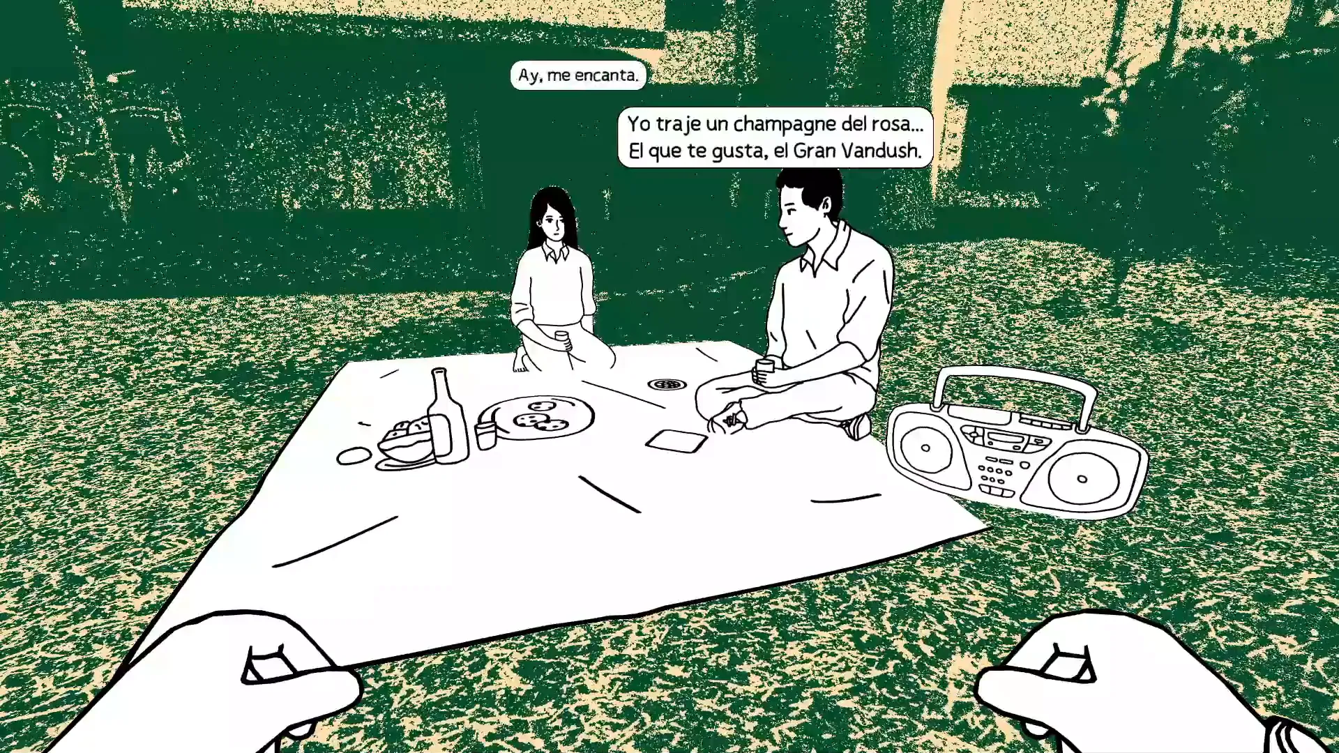 Julián escuchando una conversación entre dos enamorados