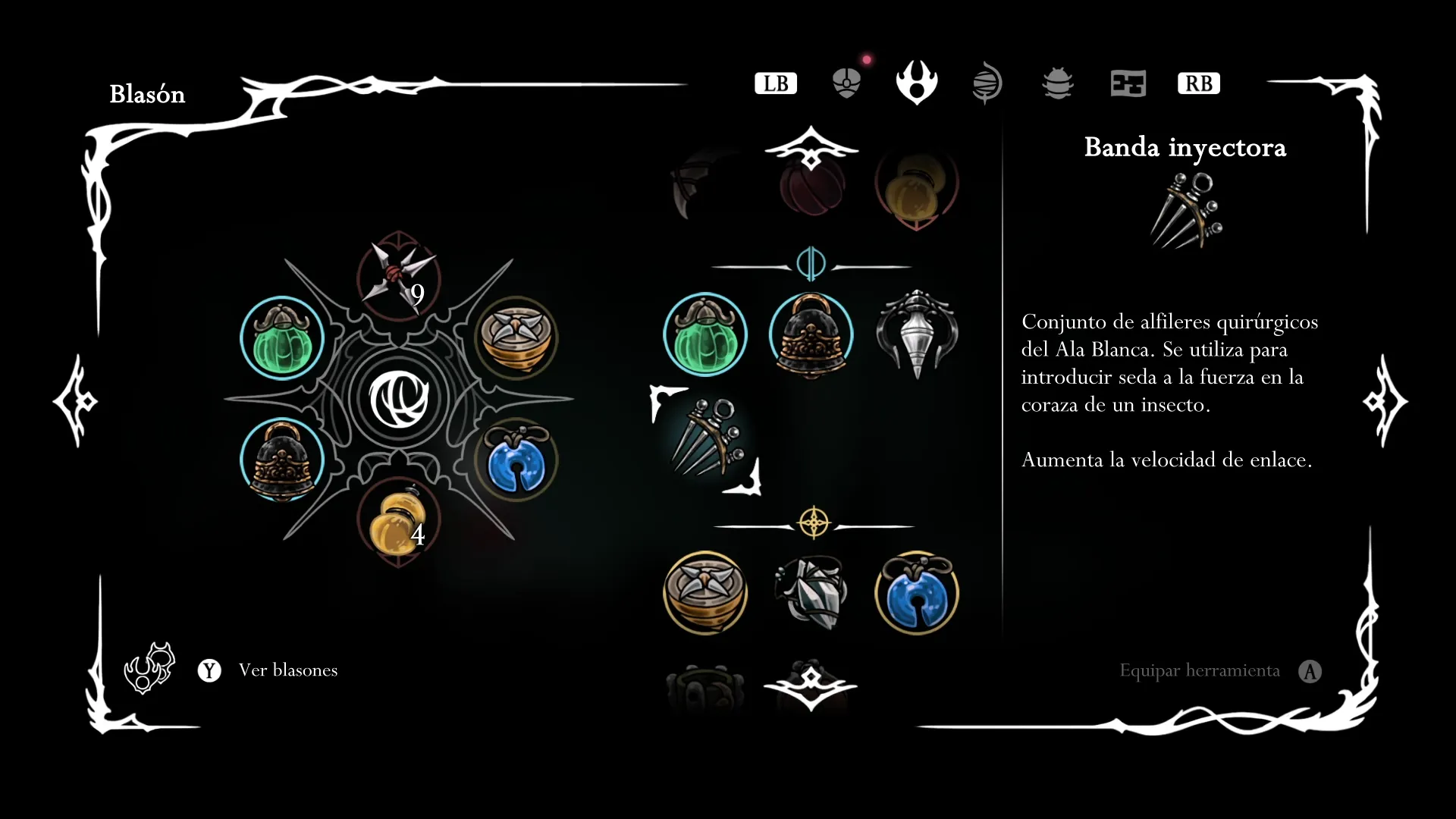 Ranuras de herramientas del blasón de parca