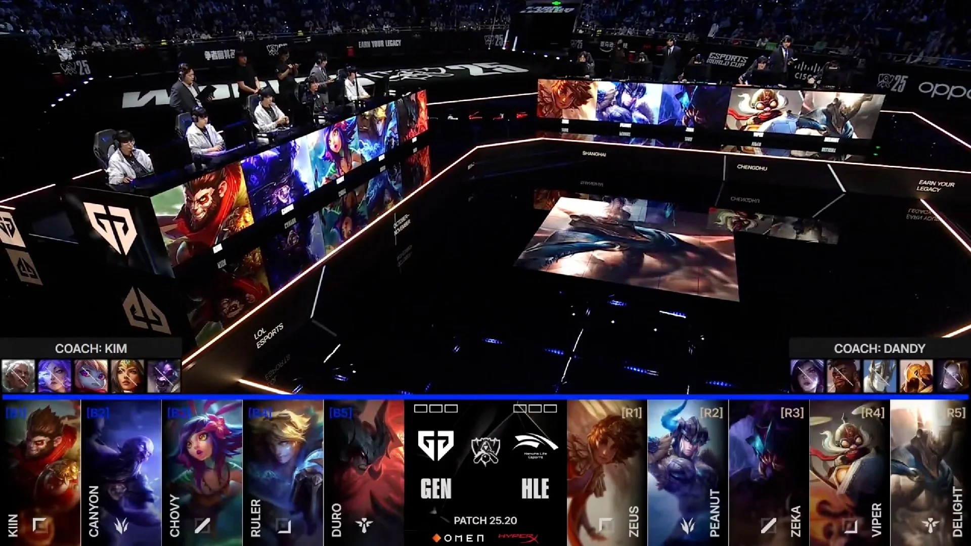 Draft del primer mapa de la jornada 11 de los Mundiales 2025 entre GEN y HLE