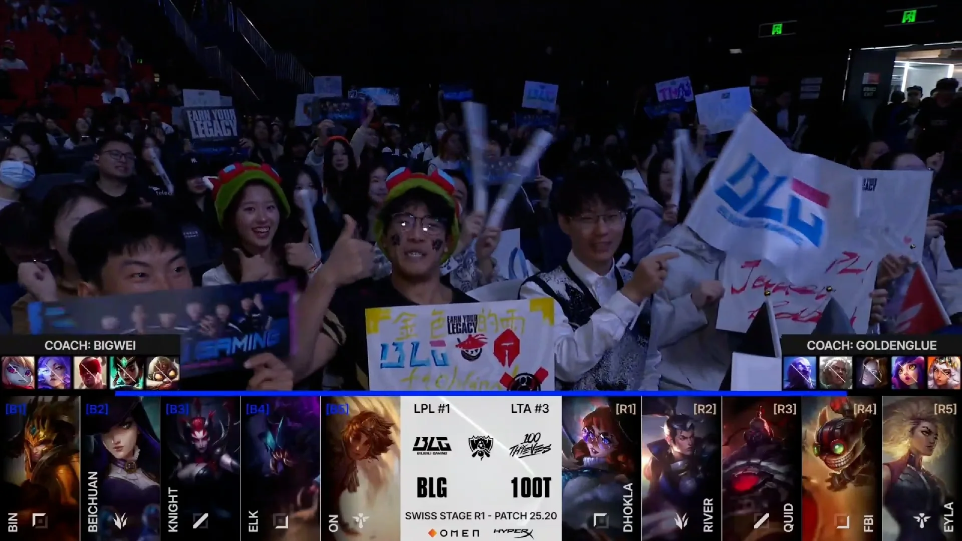 Draft del cuarto partido de la jornada 2 de los Mundiales 2025 entre BLG y 100T