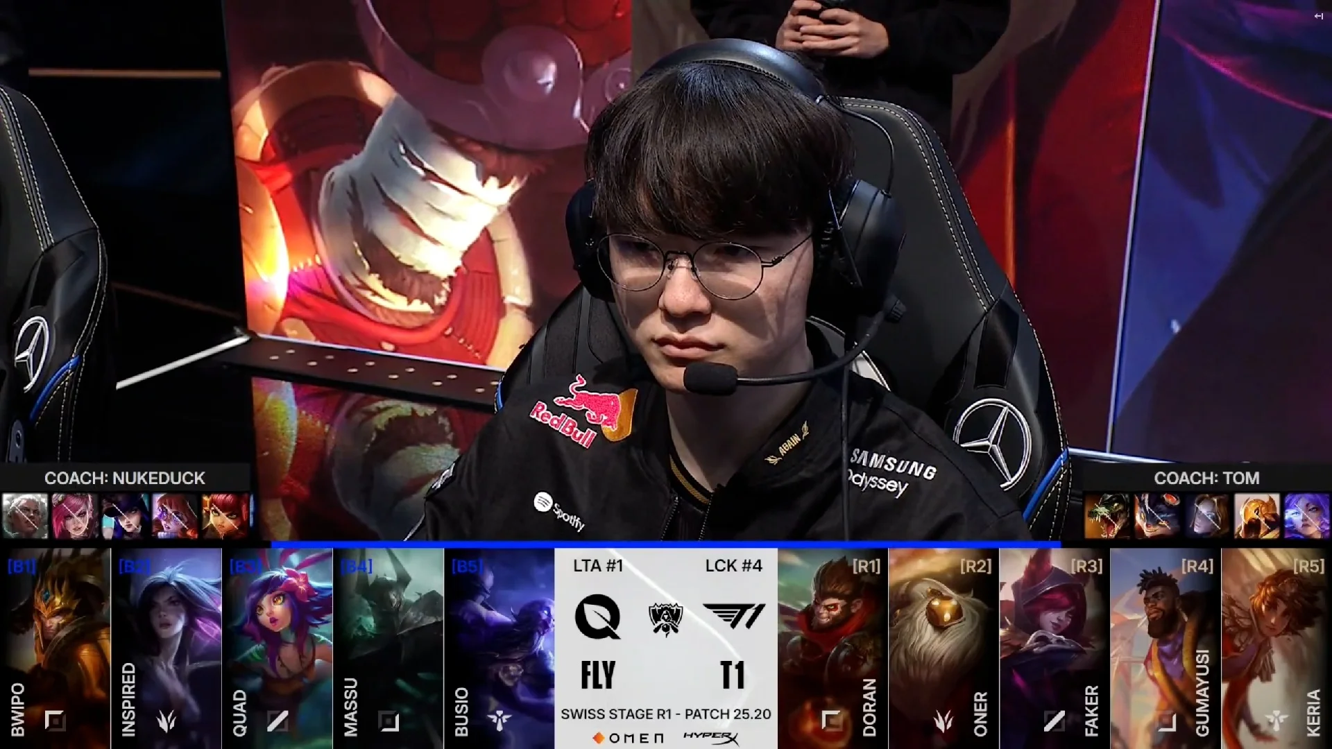 Draft del quinto partido de la jornada 2 de los Mundiales 2025 entre FLY y T1