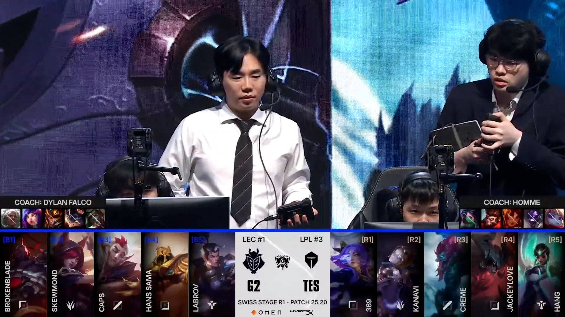 Draft del séptimo partido de la jornada 2 de los Mundiales 2025 entre G2 y TES