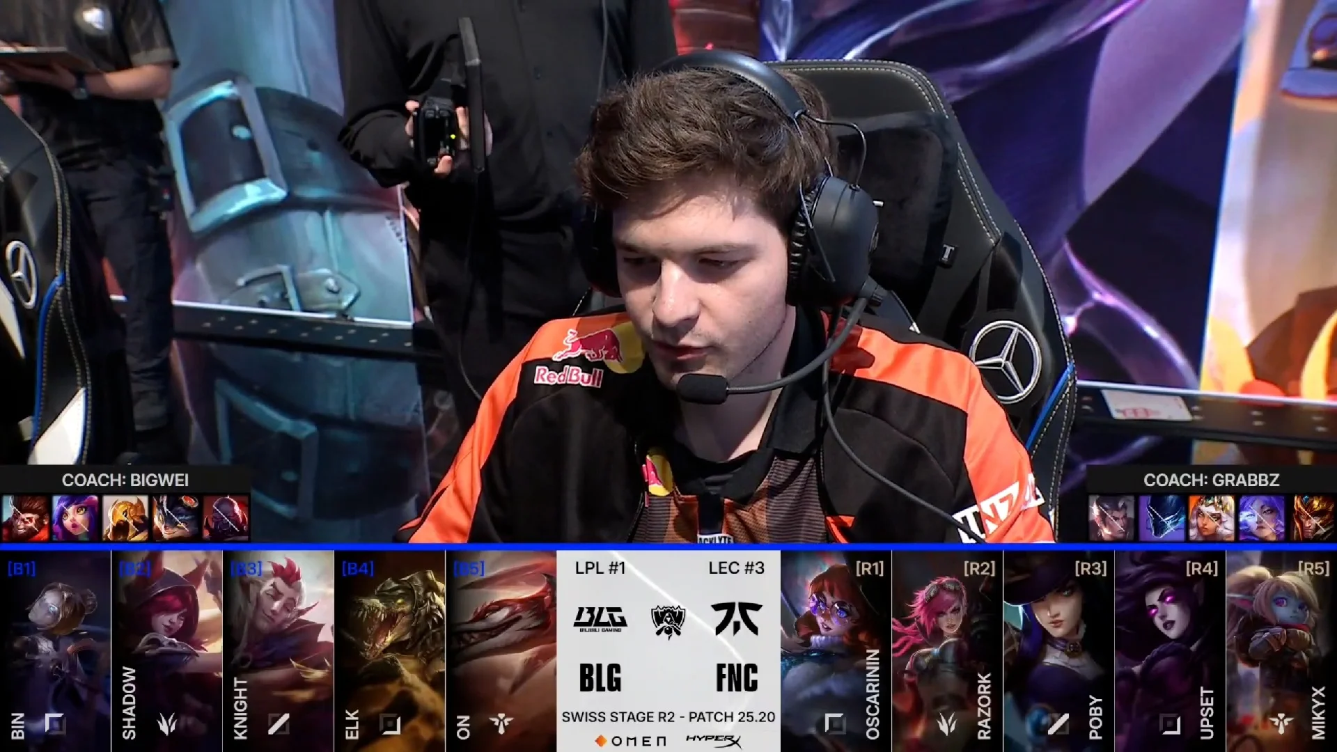 Draft del séptimo partido de la jornada 4 de los Mundiales 2025 entre BLG y FNC