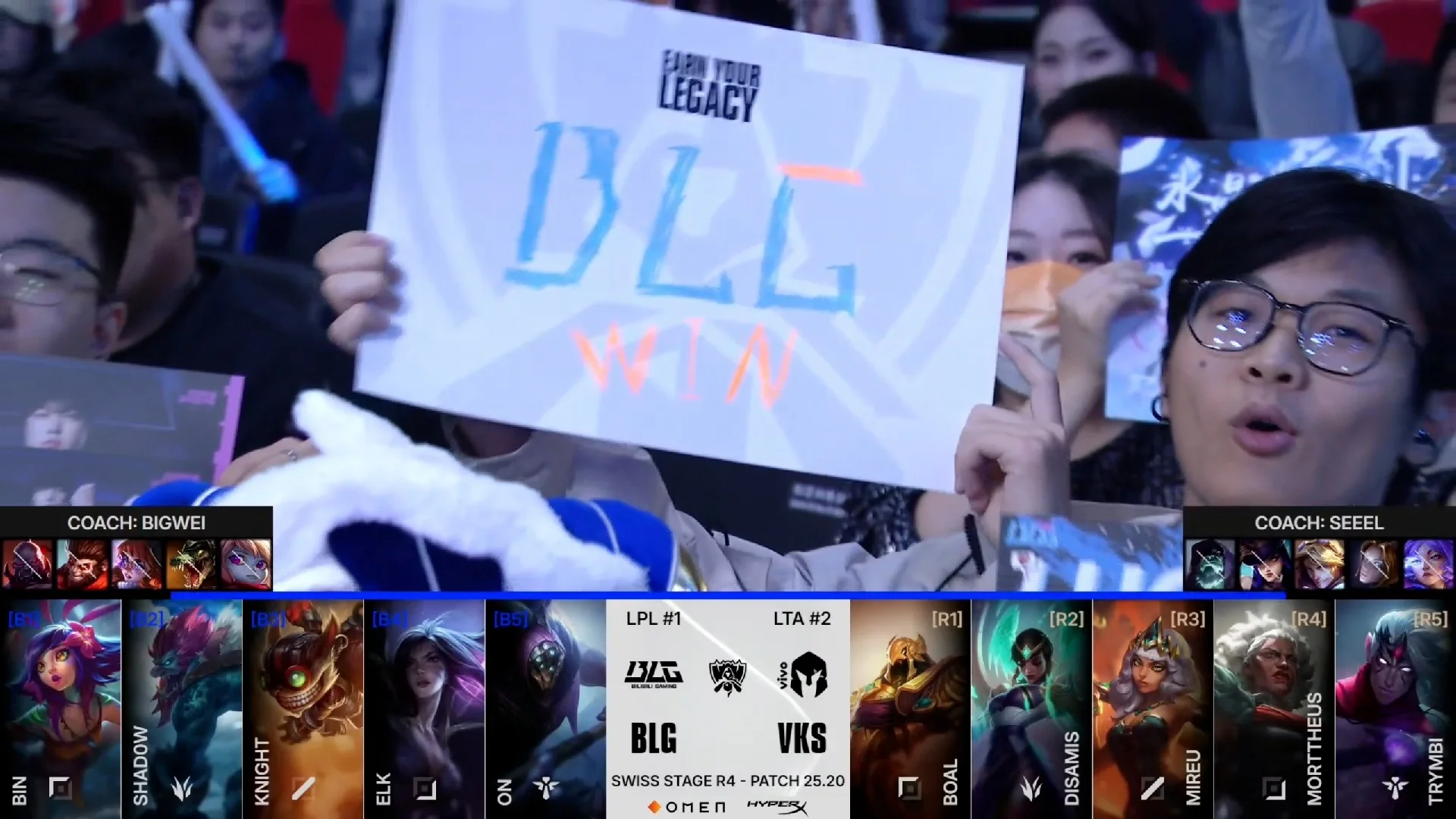 Draft del primer mapa del primer partido de la jornada 9 de los Mundiales 2025 entre BLG y VKS