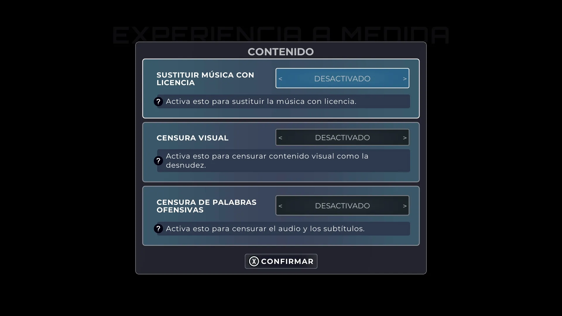 Opciones de copyright y para stremear de Dispatch
