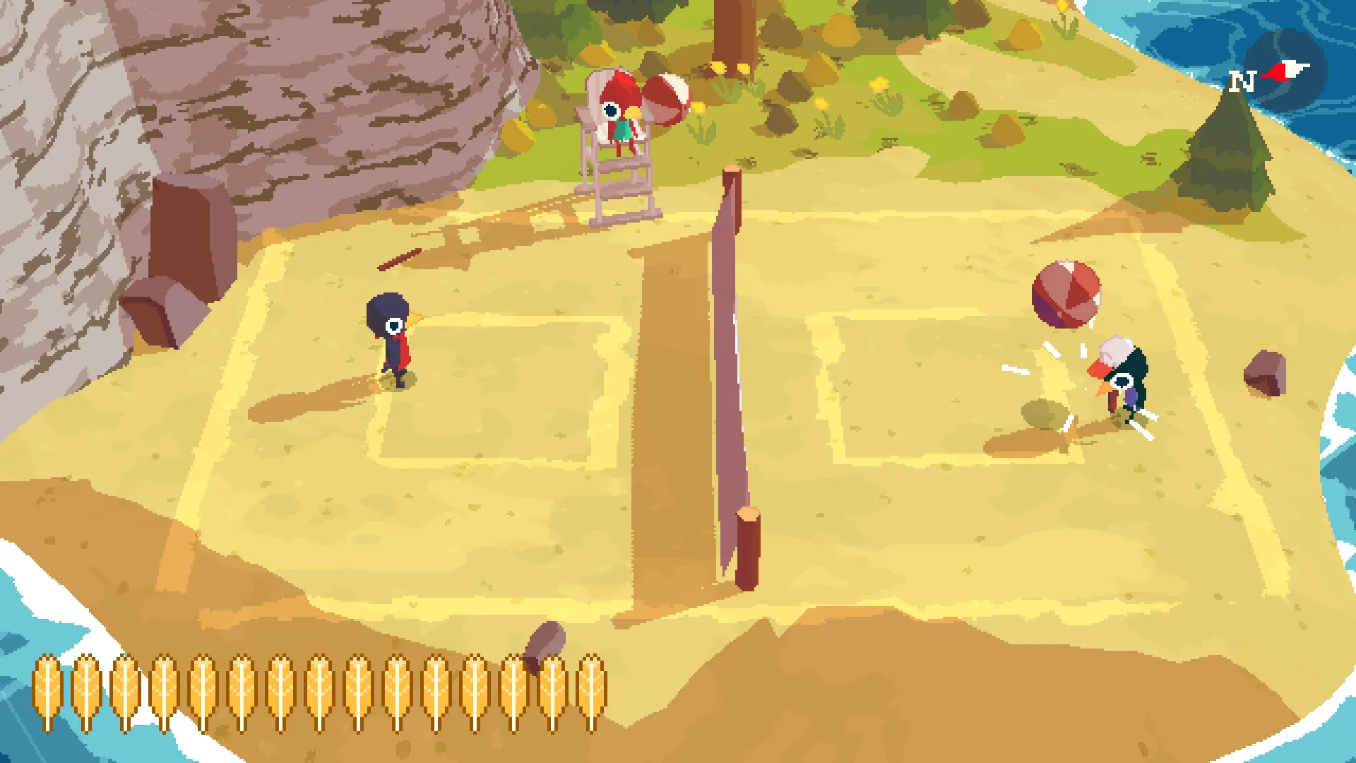 Jugando al tenis de palo.