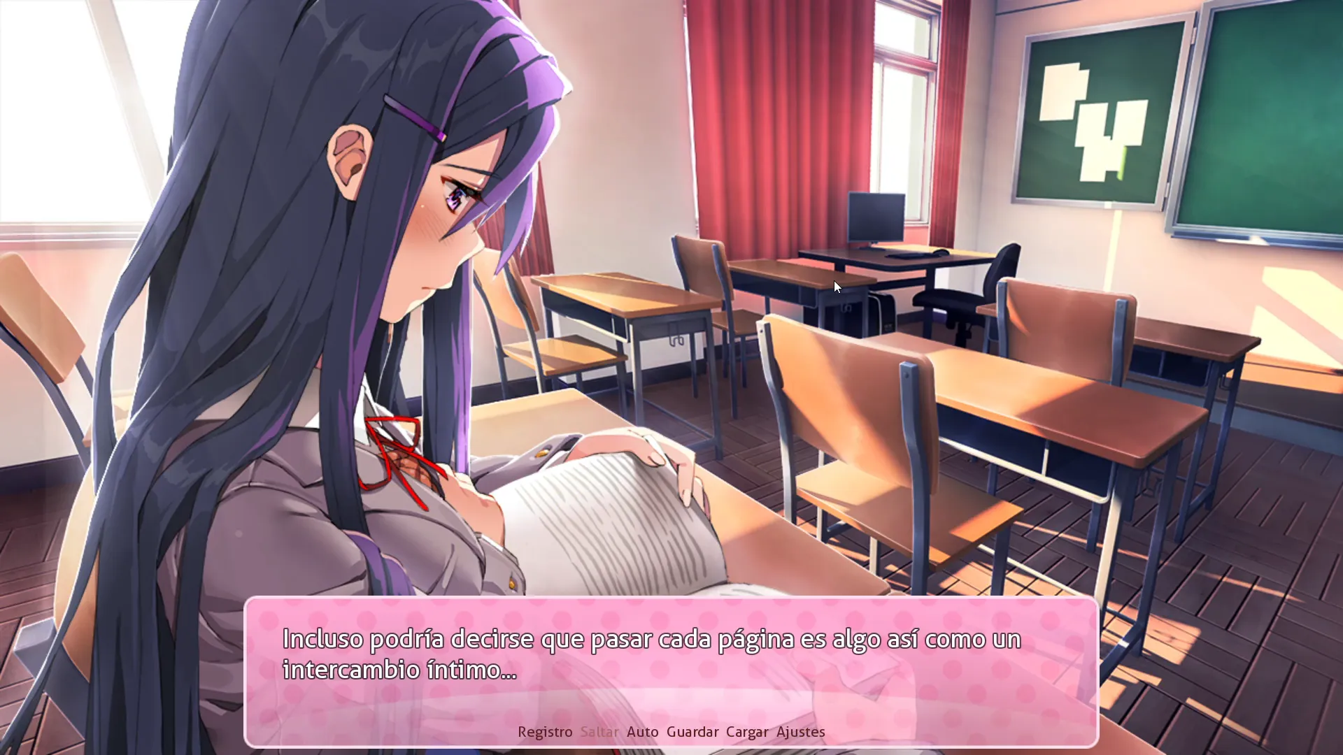 Escena íntima leyendo con Yuri.