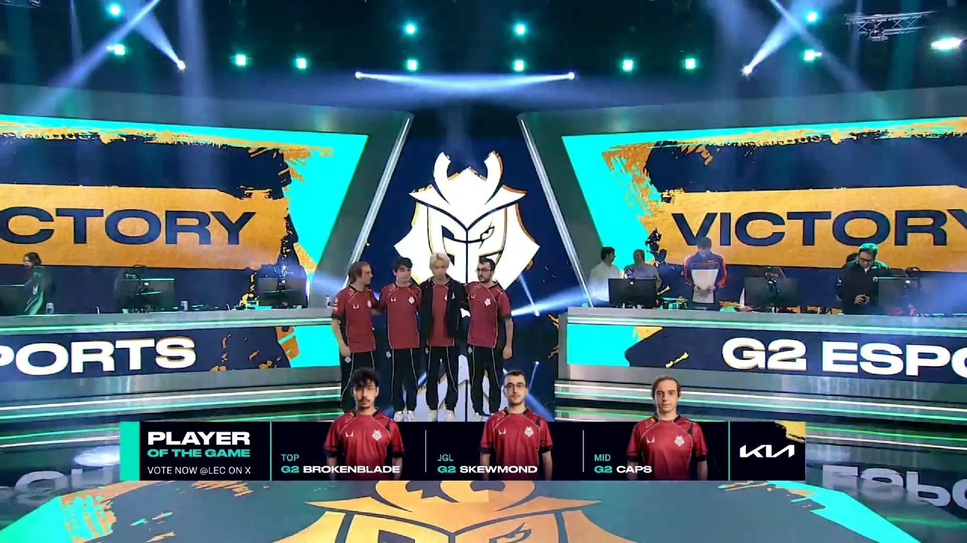 Imagen del roster de G2 para la Jornada 6 de la LEC Versus