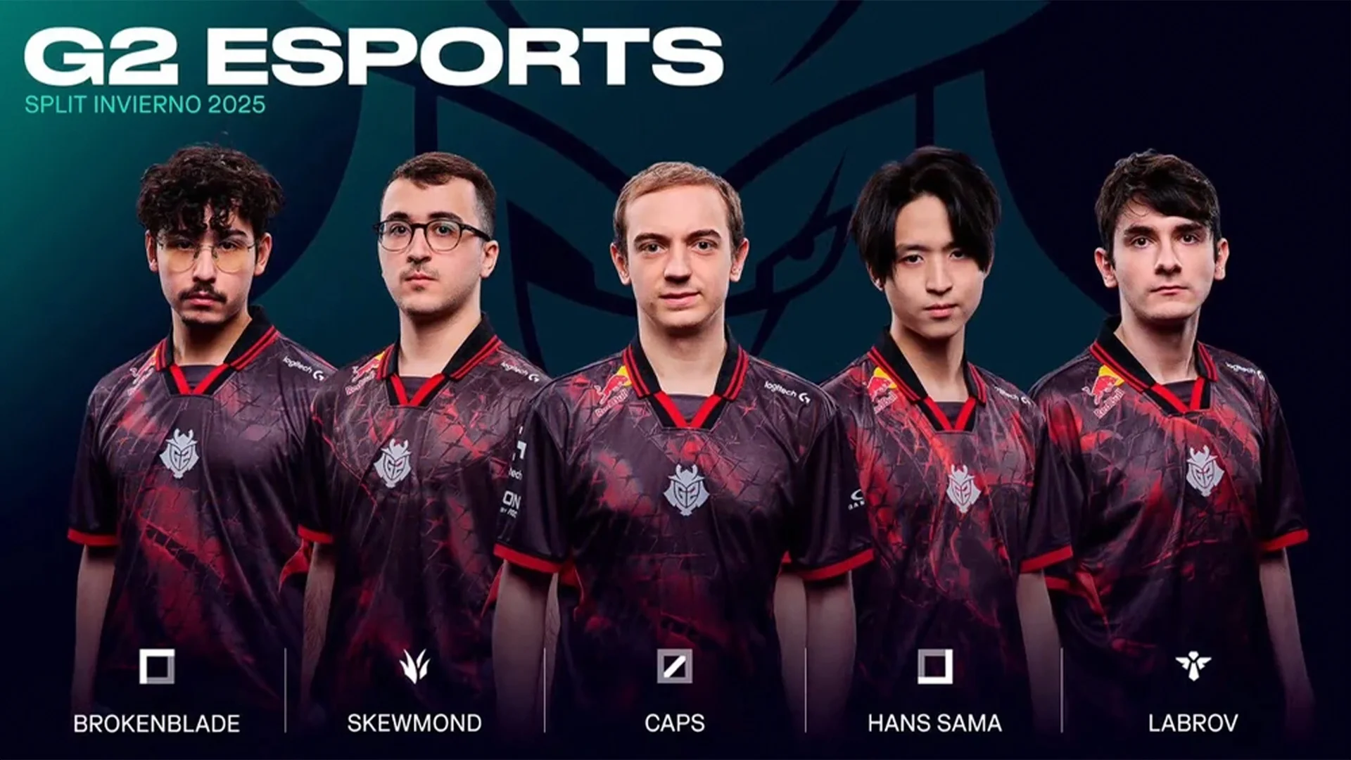 Imagen del roster de G2 para la Jornada 1 de la LEC Versus