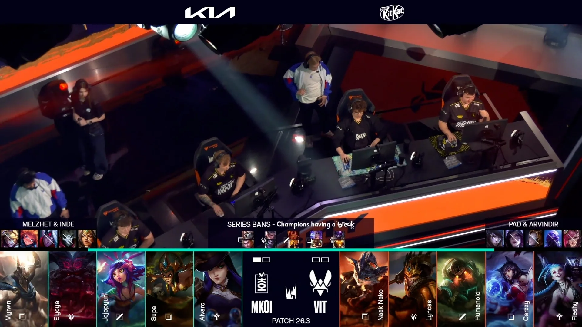 Draft del segundo mapa del segundo mejor de tres de la jornada 1 de los playoffs de la LEC Versus 2026 entre MKOI y VIT