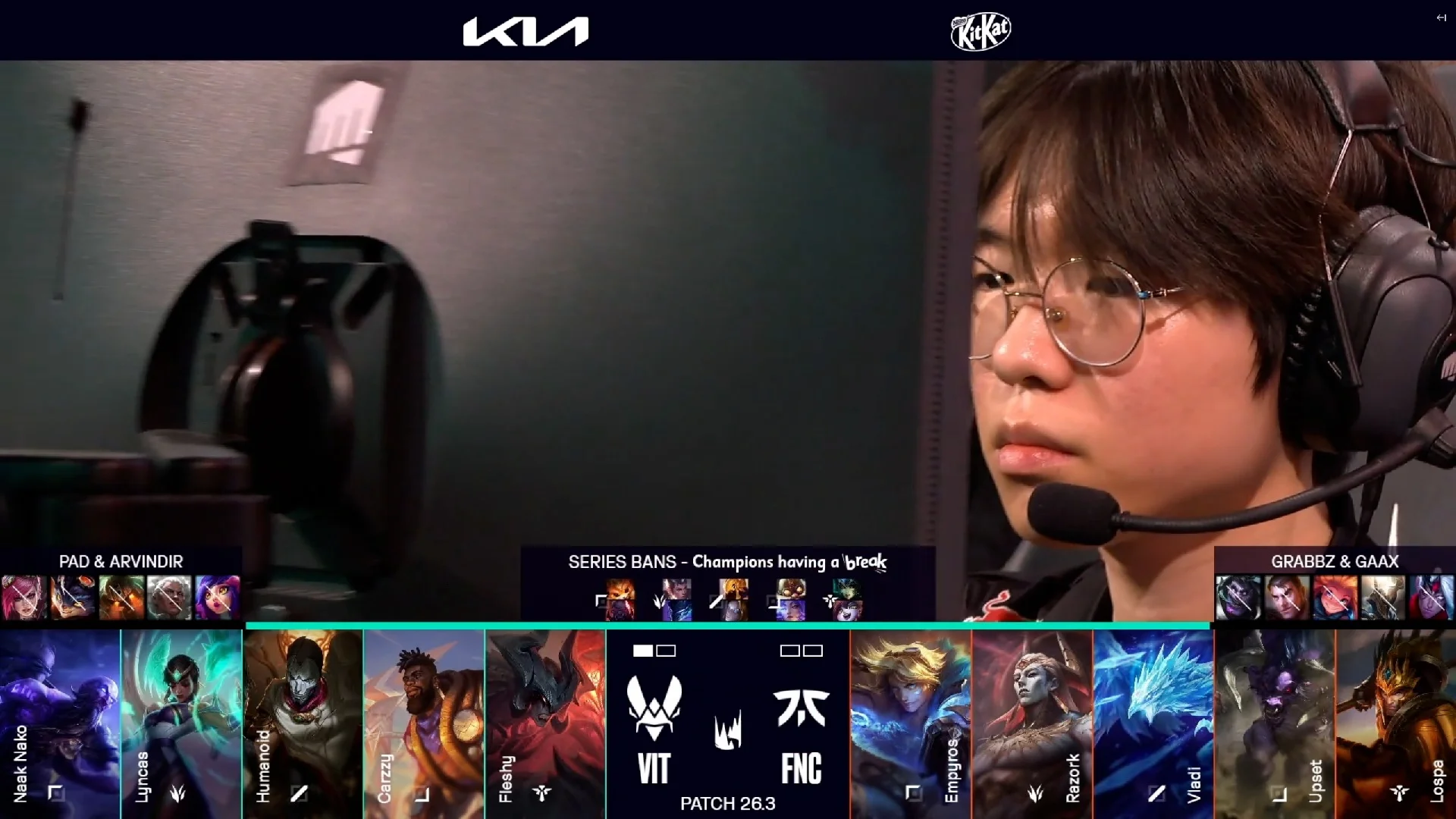 Draft del segundo mapa del segundo mejor de tres de la jornada 4 de los playoffs de la LEC Versus 2026 entre FNC y VIT