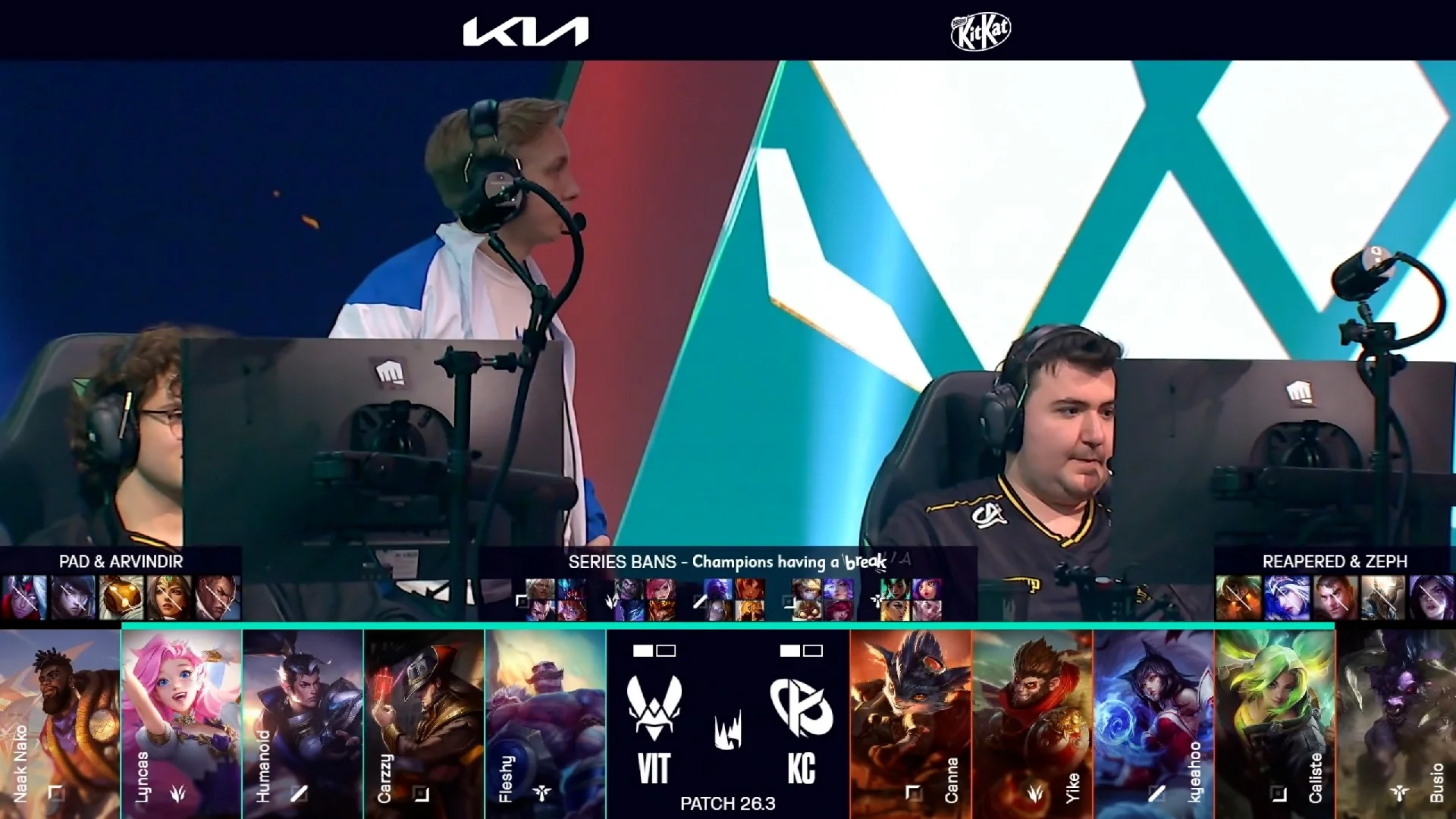 Draft del tercer mapa del segundo mejor de tres de la jornada 5 de los playoffs de la LEC Versus 2026 entre KC y VIT