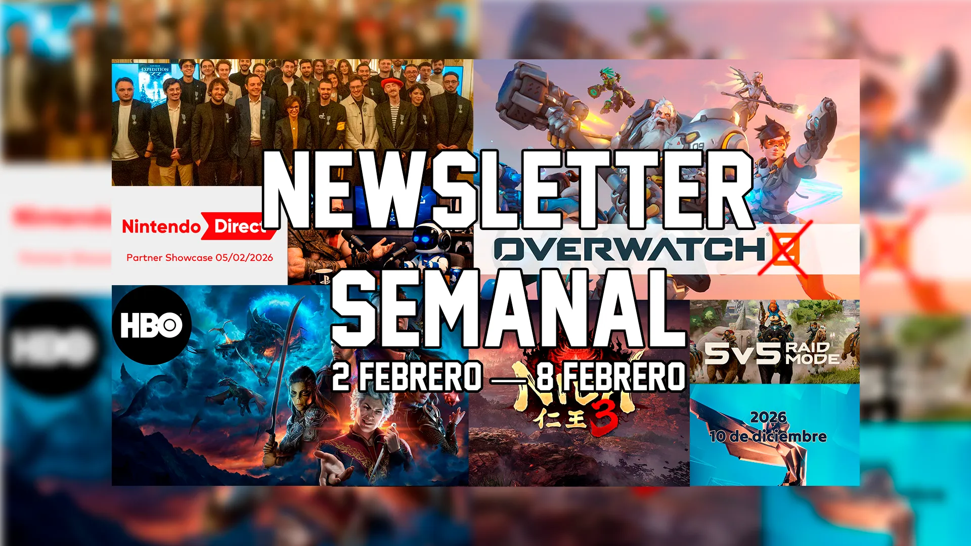 Portada de la newsletter semanal del 2 al 8 de febrero, TAOGames