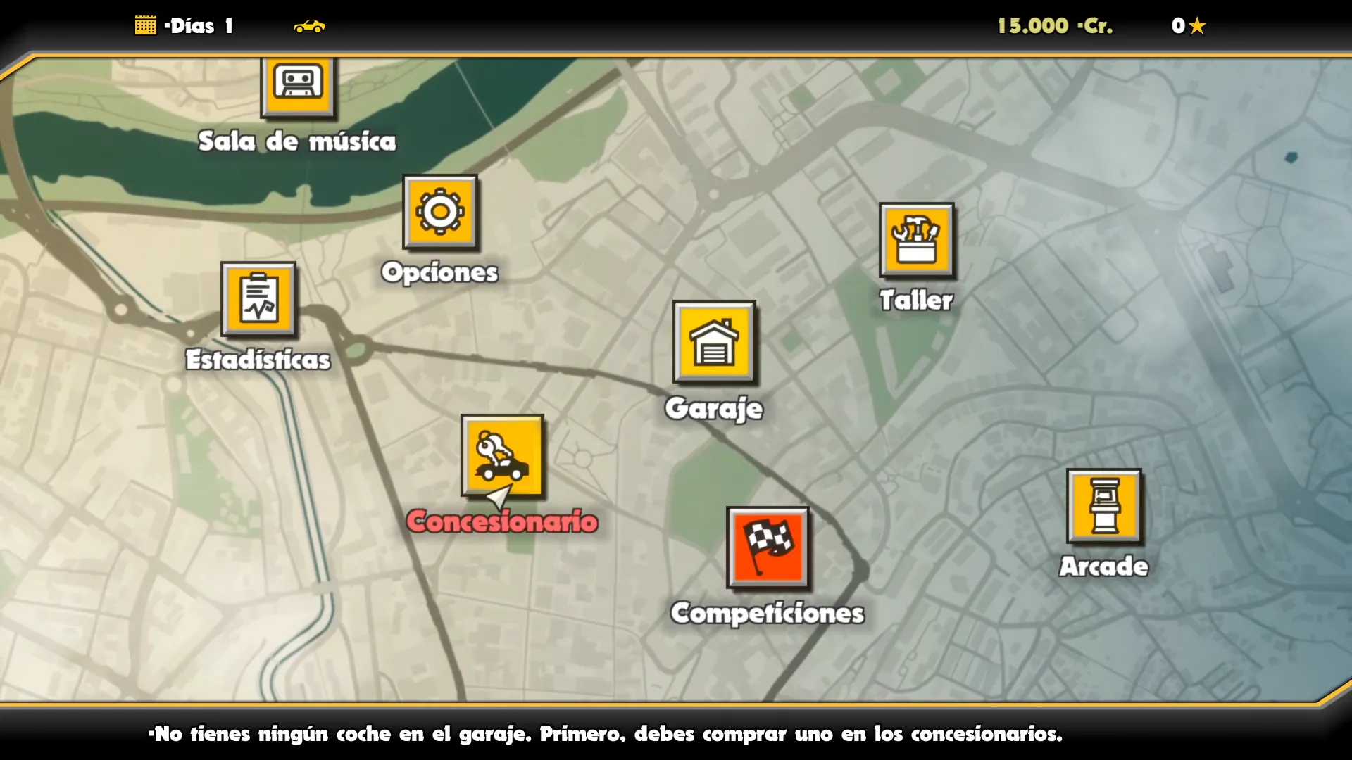 Menú principal de Super Woden Rally Edge