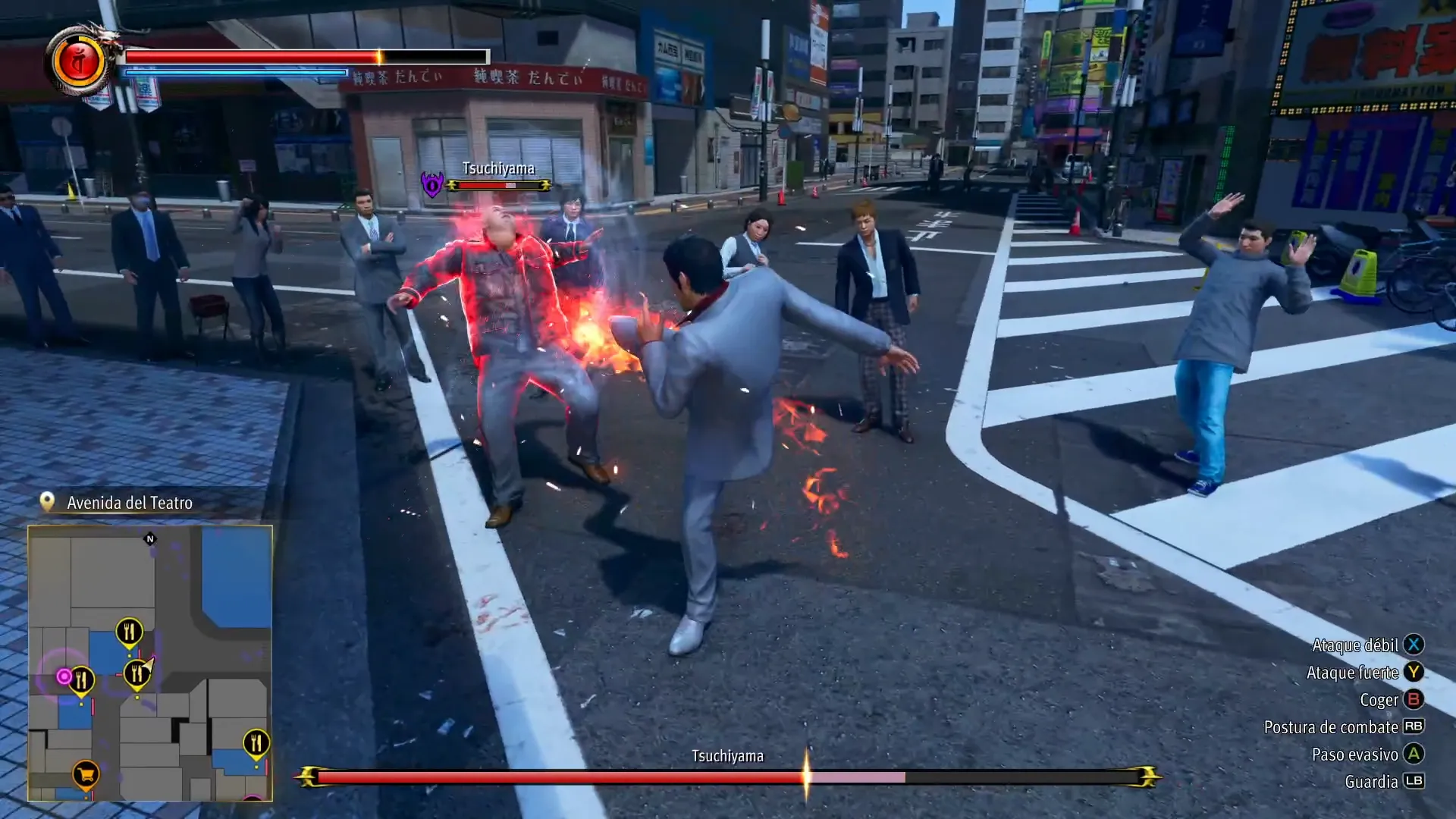 Aura de un enemigo rompiéndose en Yakuza Kiwami 3