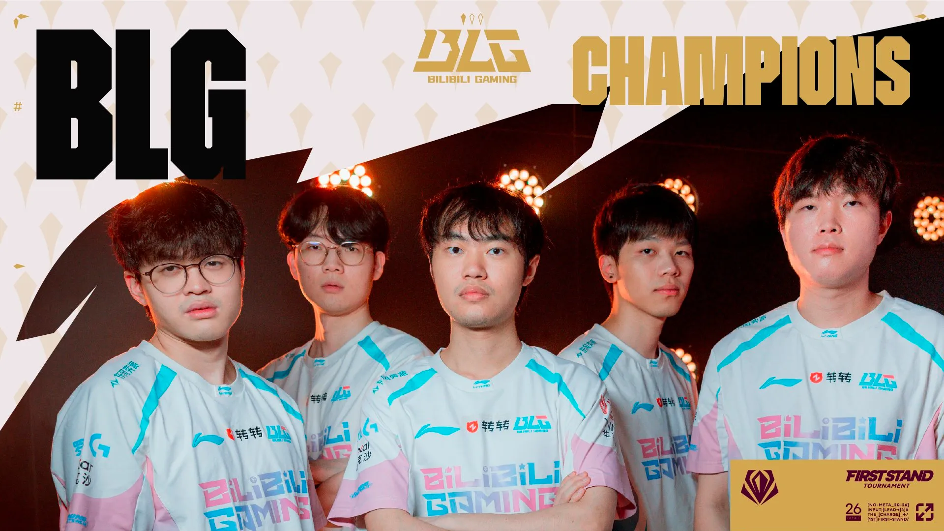 Quinteto del equipo Bilibili Gaming, campeones del First Stand Tournament 2026