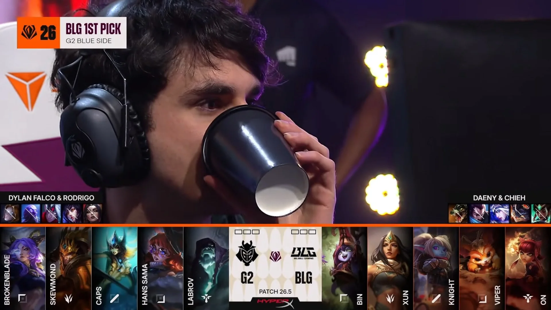 Draft del primer mapa de la jornada 7 del First Stand Tournament 2026 entre G2 y BLG