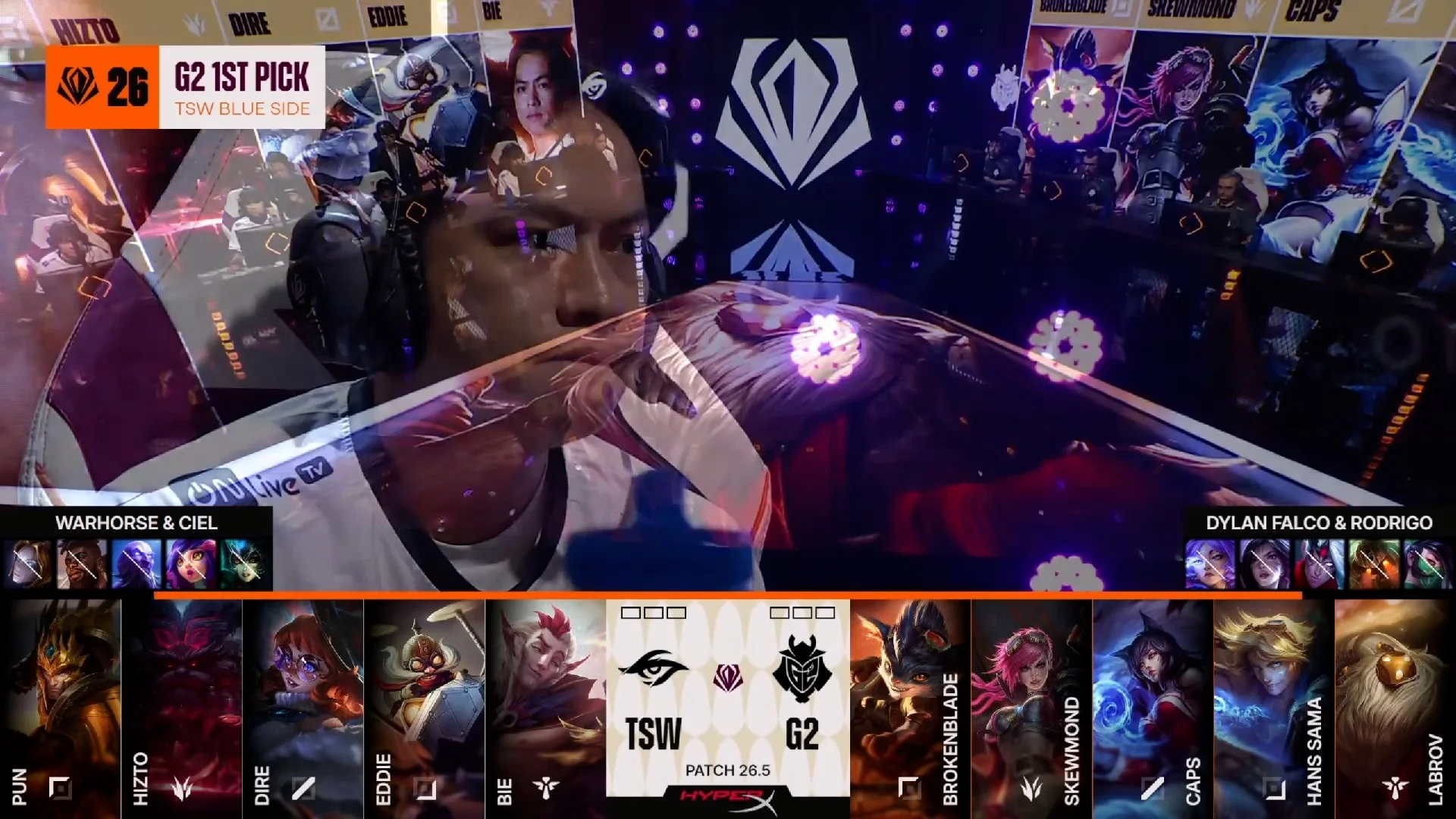 Draft del primer mapa de la segunda partida de la jornada 1 del First Stand Tournament 2026 entre G2 y TSW