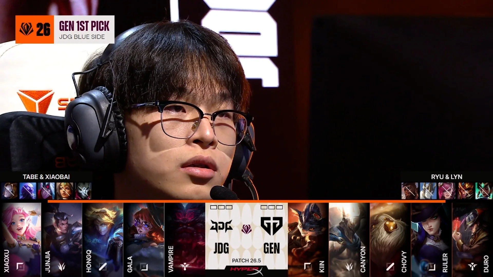 Draft del primer mapa de la primera partida de la jornada 2 del First Stand Tournament 2026 entre GEN y JDG