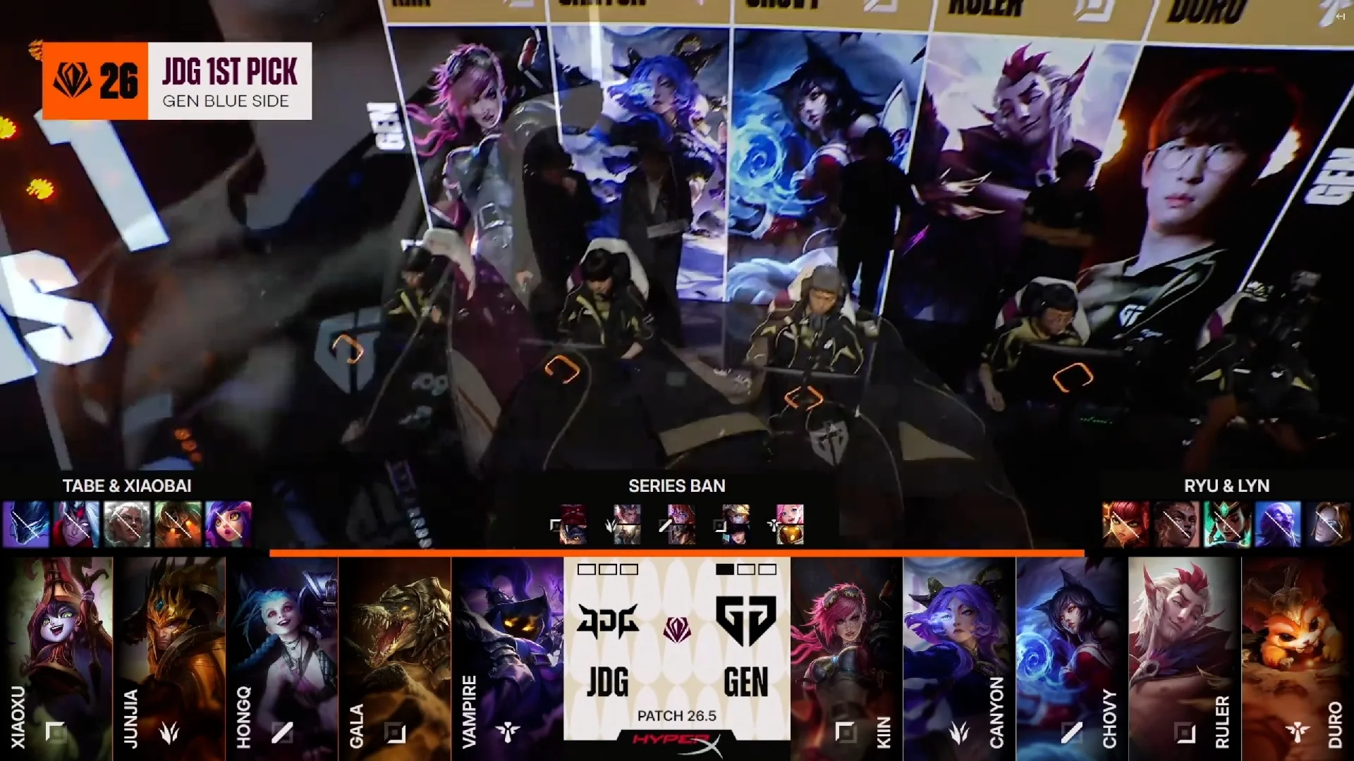 Draft del segundo mapa de la primera partida de la jornada 2 del First Stand Tournament 2026 entre GEN y JDG