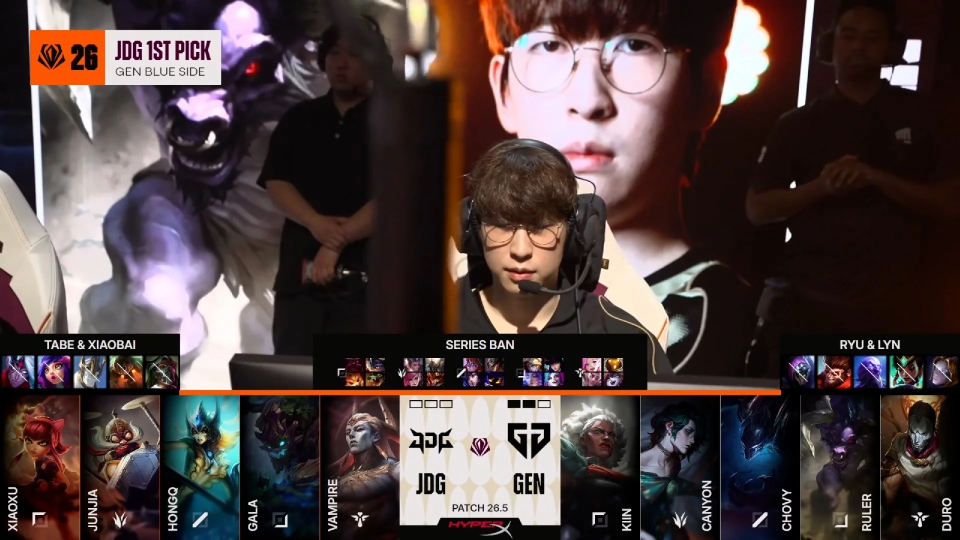 Draft del tercer mapa de la primera partida de la jornada 2 del First Stand Tournament 2026 entre GEN y JDG