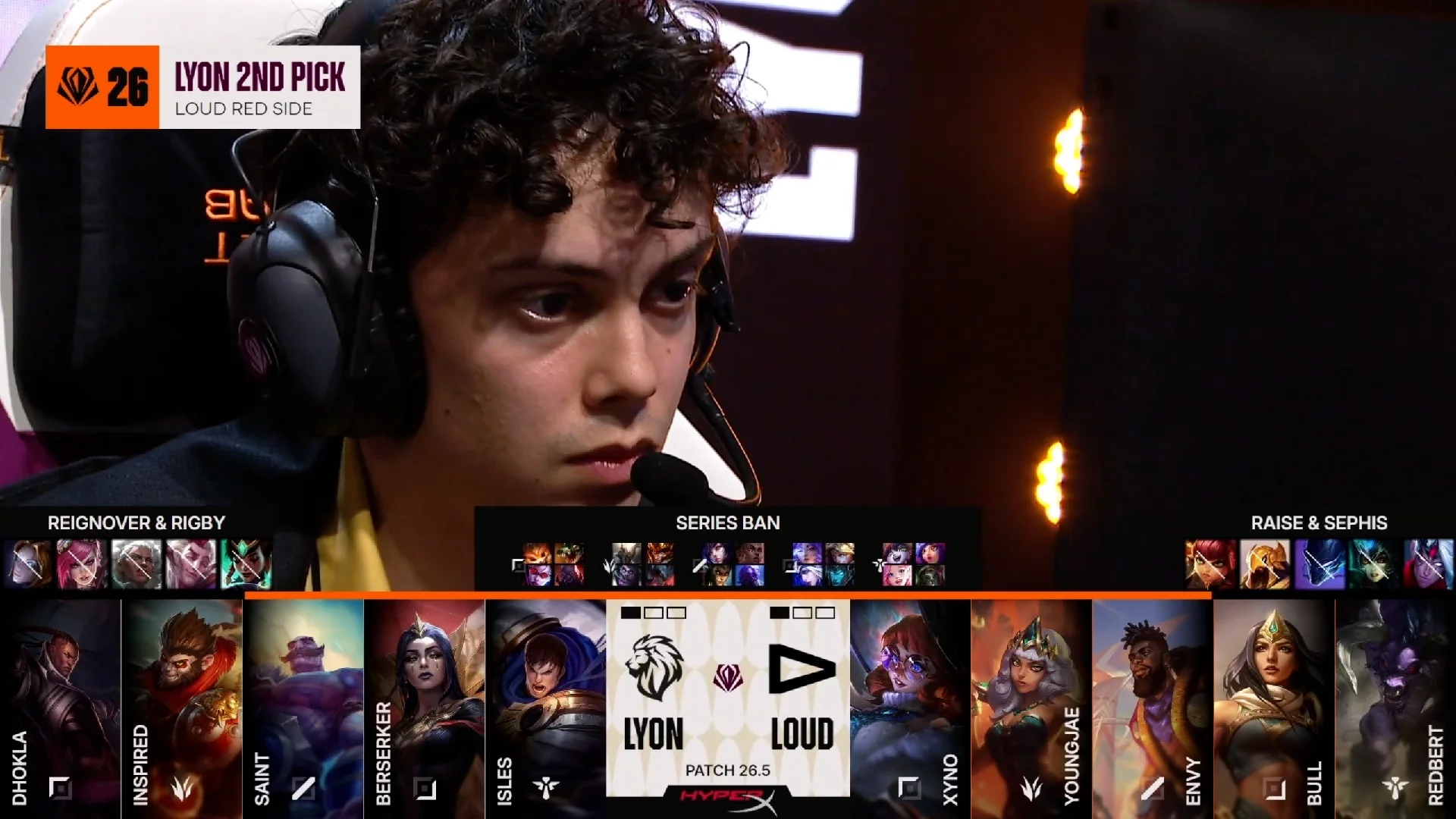 Draft del tercer mapa de la segundo partida de la jornada 2 del First Stand Tournament 2026 entre LYON y LOUD