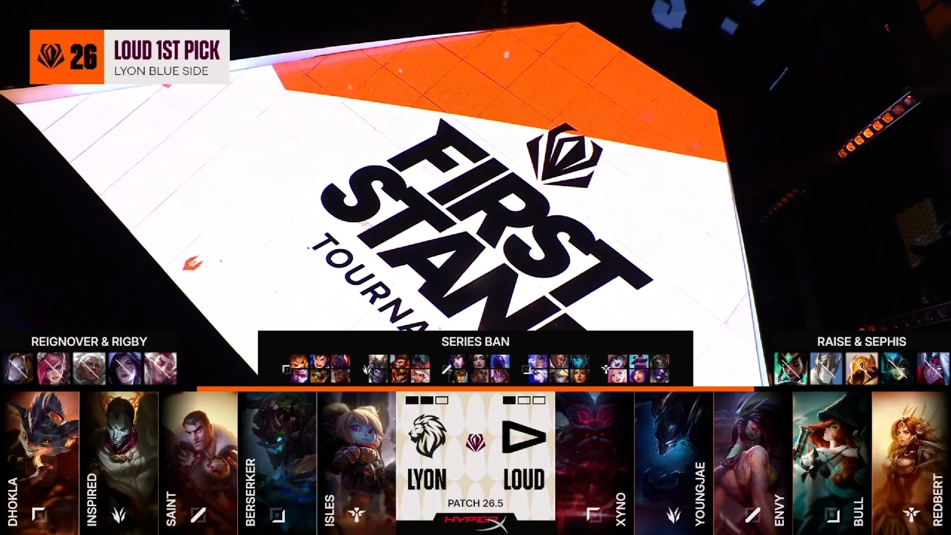 Draft del cuarto mapa de la segundo partida de la jornada 2 del First Stand Tournament 2026 entre LYON y LOUD