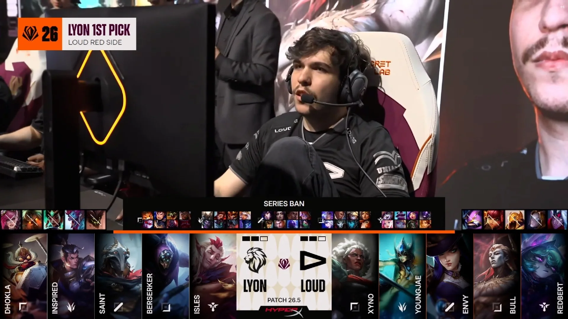 Draft del quinto mapa de la segundo partida de la jornada 2 del First Stand Tournament 2026 entre LYON y LOUD