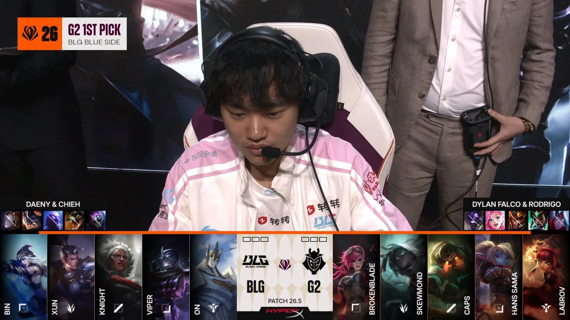 Draft del primer mapa de la primera partida de la jornada 3 del First Stand Tournament 2026 entre BLG y G2