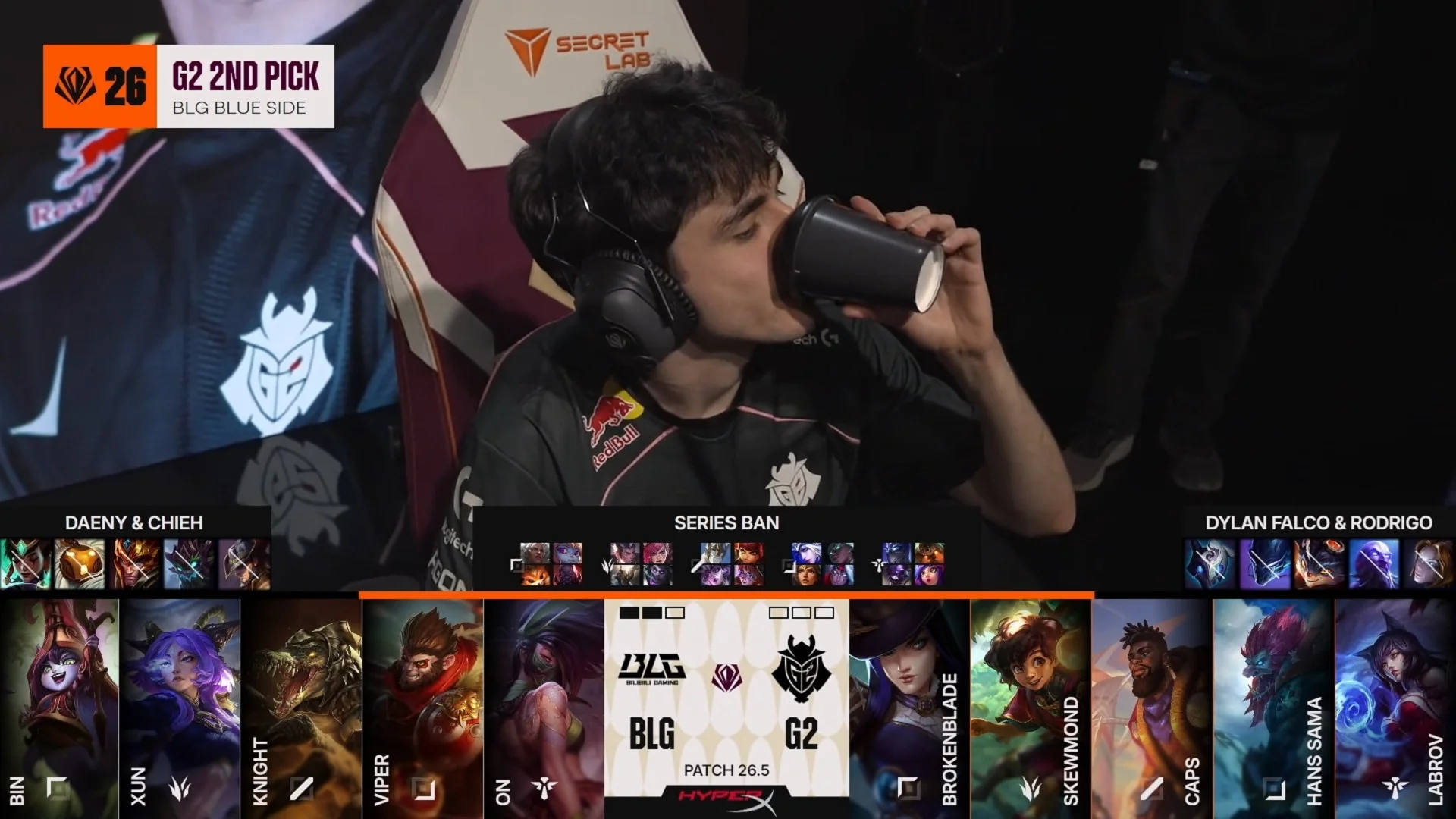 Draft del tercer mapa de la primera partida de la jornada 3 del First Stand Tournament 2026 entre BLG y G2