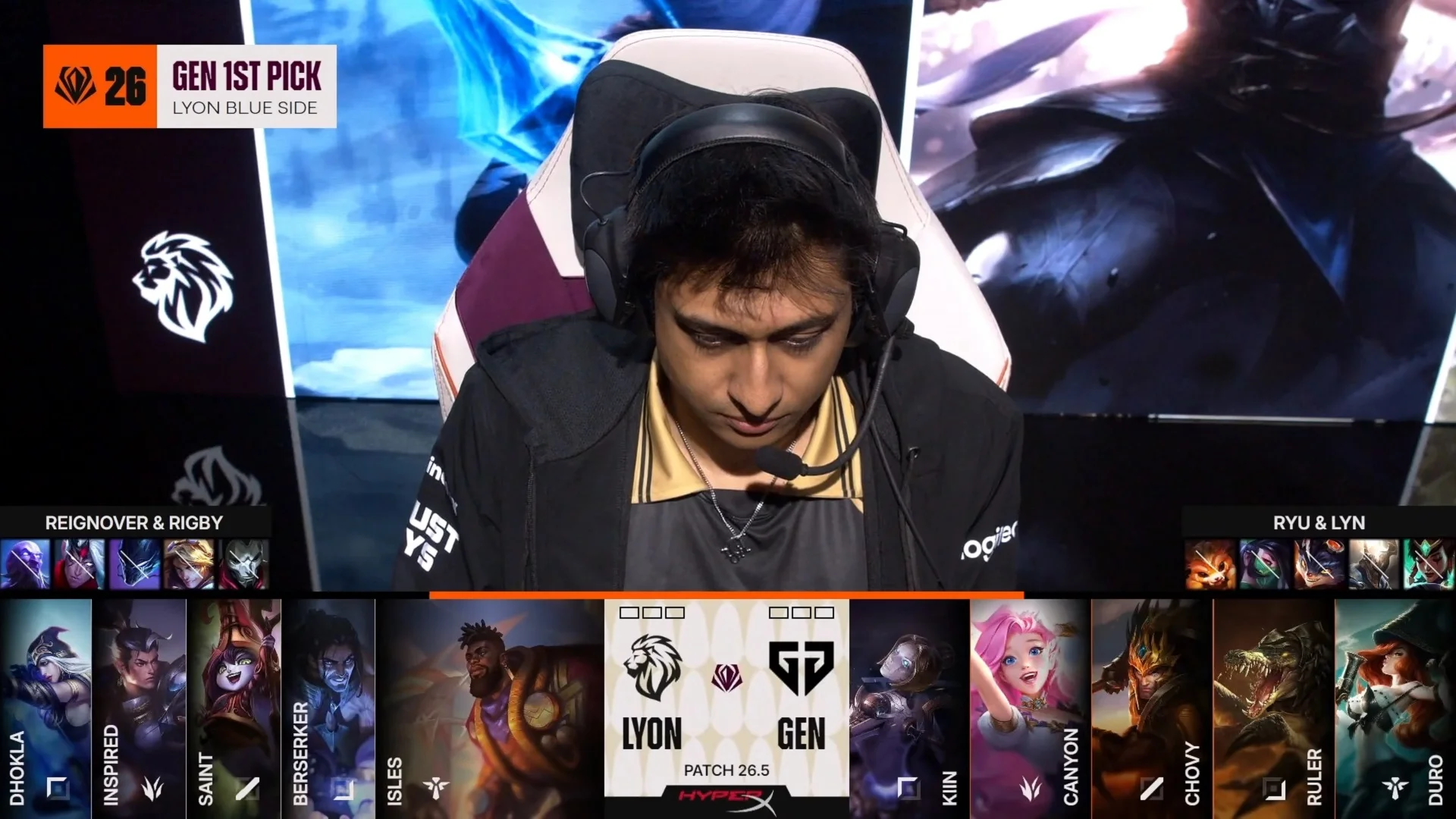 Draft del primer mapa de la primera partida de la jornada 4 del First Stand Tournament 2026 entre GEN y LYON