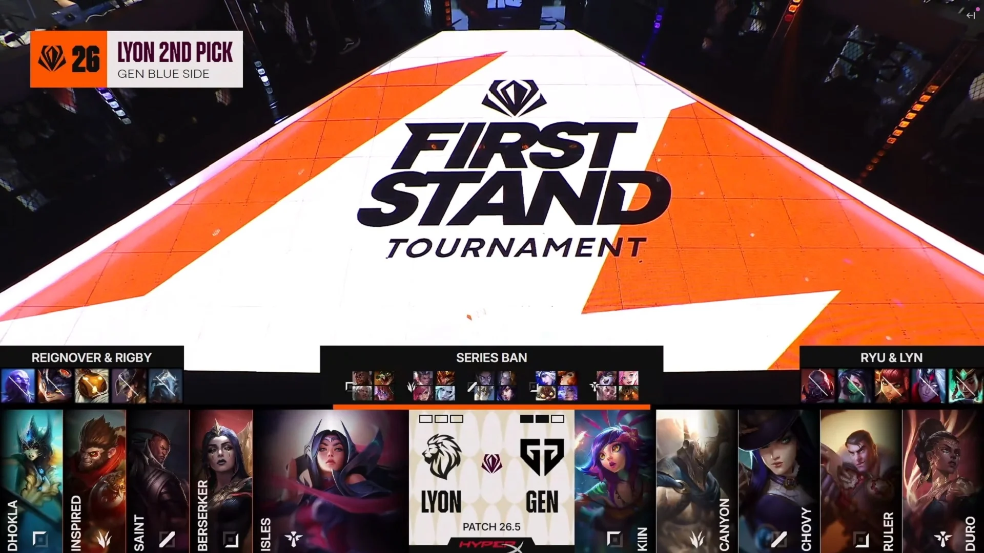 Draft del tercer mapa de la primera partida de la jornada 4 del First Stand Tournament 2026 entre GEN y LYON