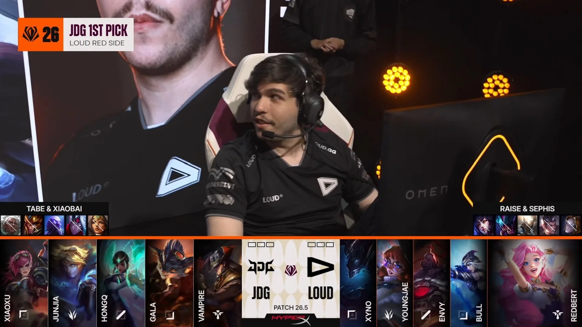 Draft del primer mapa de la segunda partida de la jornada 4 del First Stand Tournament 2026 entre JDG y LOUD