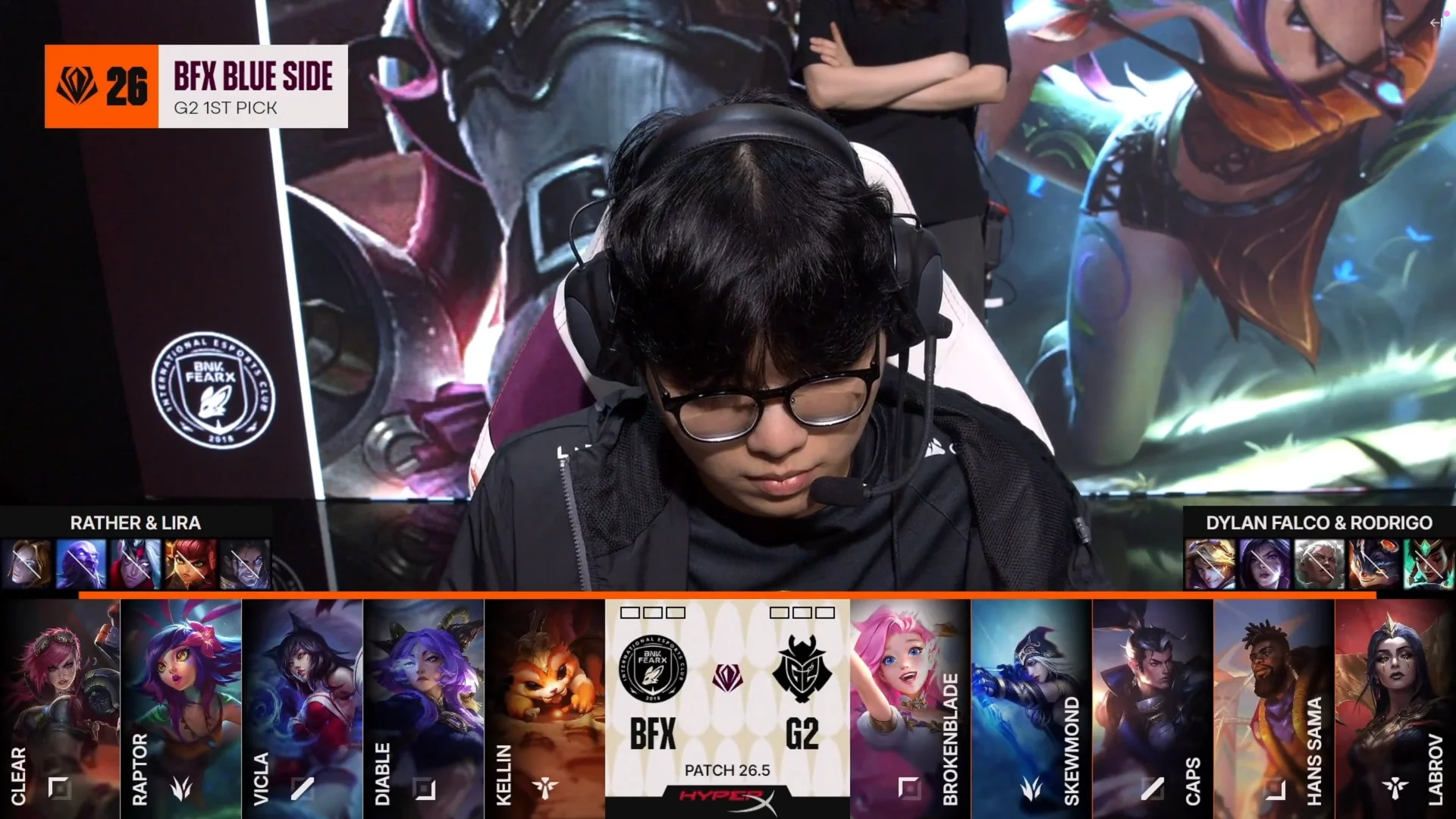 Draft del primer mapa de la primera partida de la jornada 5 del First Stand Tournament 2026 entre G2 y BFX