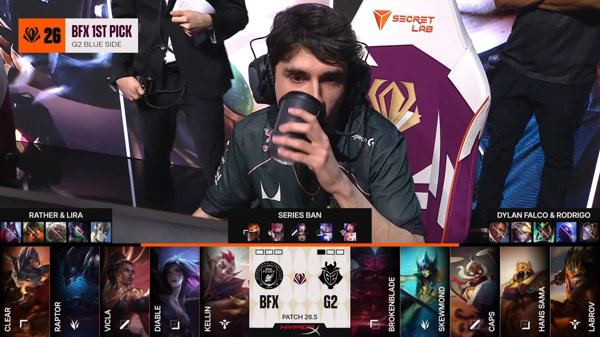 Draft del segundo mapa de la primera partida de la jornada 5 del First Stand Tournament 2026 entre G2 y BFX