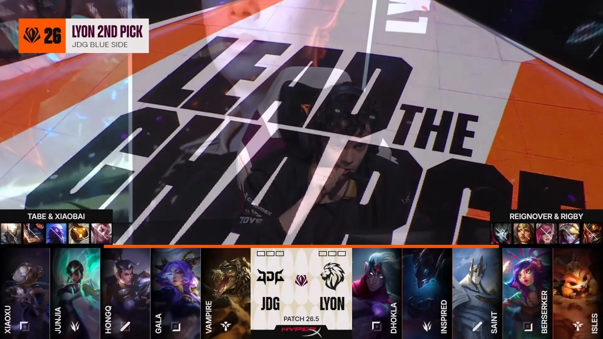 Draft del primer mapa de la segundo partida de la jornada 5 del First Stand Tournament 2026 entre LYON y JDG