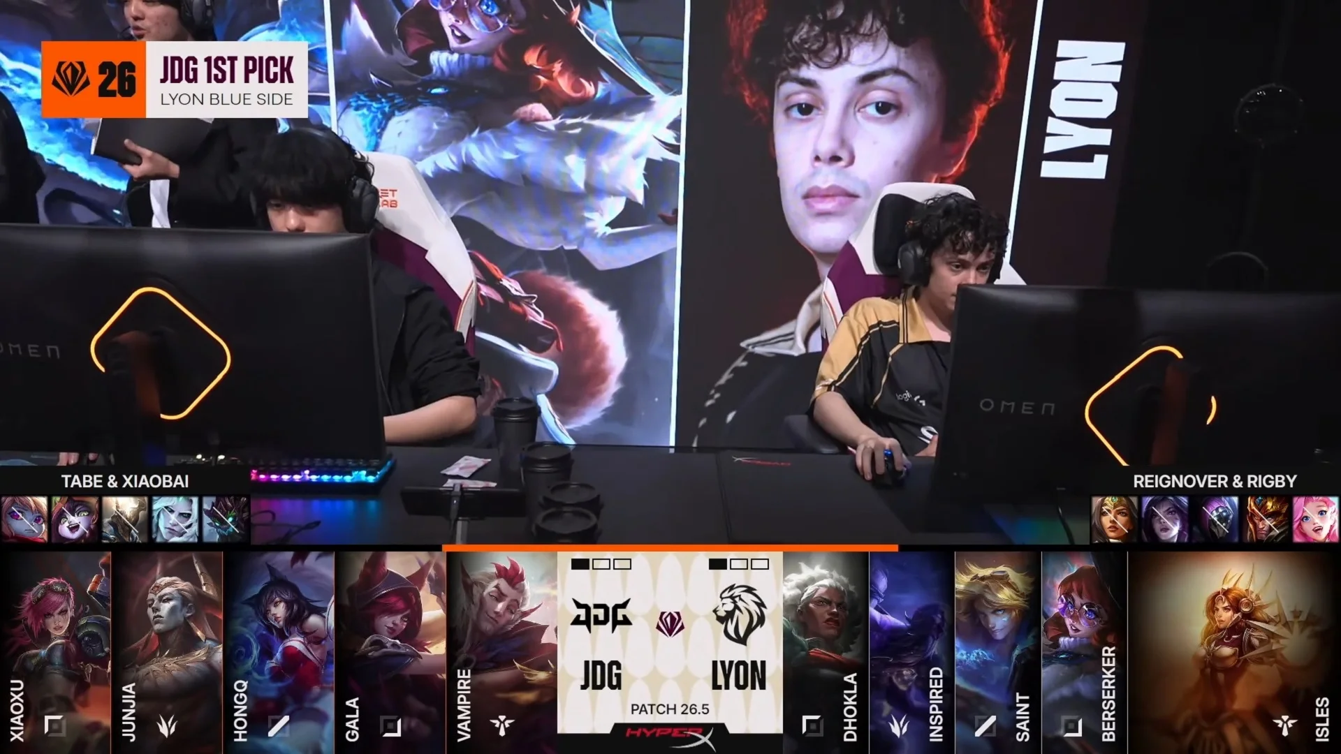 Draft del tercer mapa de la segundo partida de la jornada 5 del First Stand Tournament 2026 entre LYON y JDG