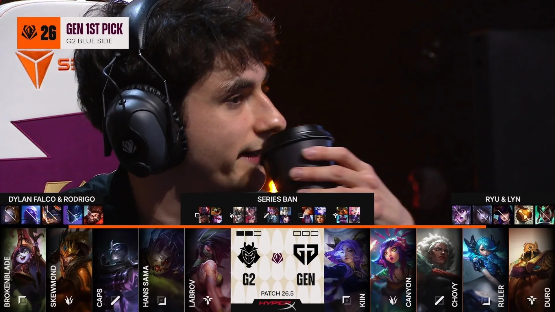 Draft del tercer mapa de la primera partida de la jornada 6 del First Stand Tournament 2026 entre GEN y G2