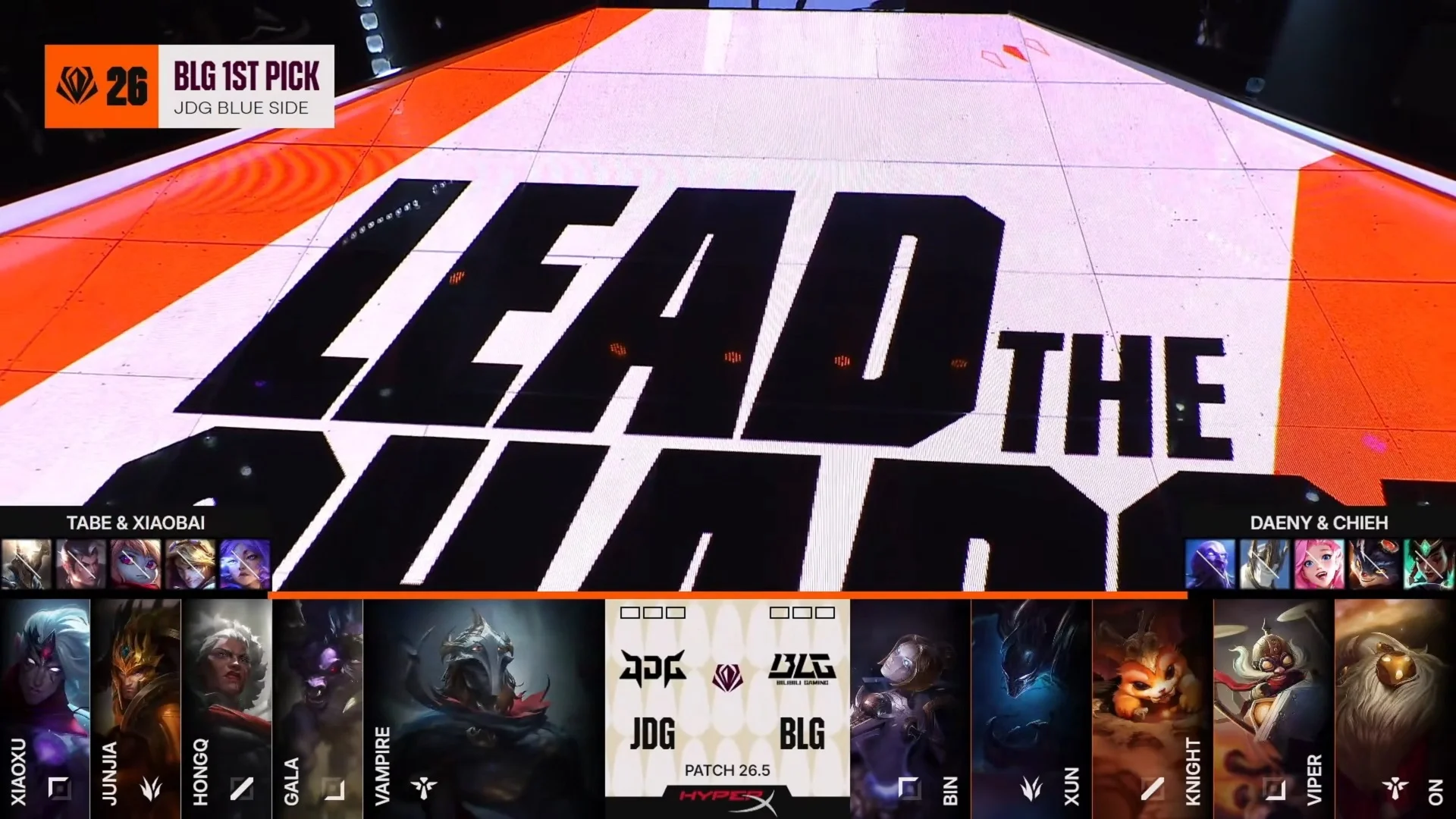 Draft del primer mapa de la segunda partida de la jornada 6 del First Stand Tournament 2026 entre BLG y JDG